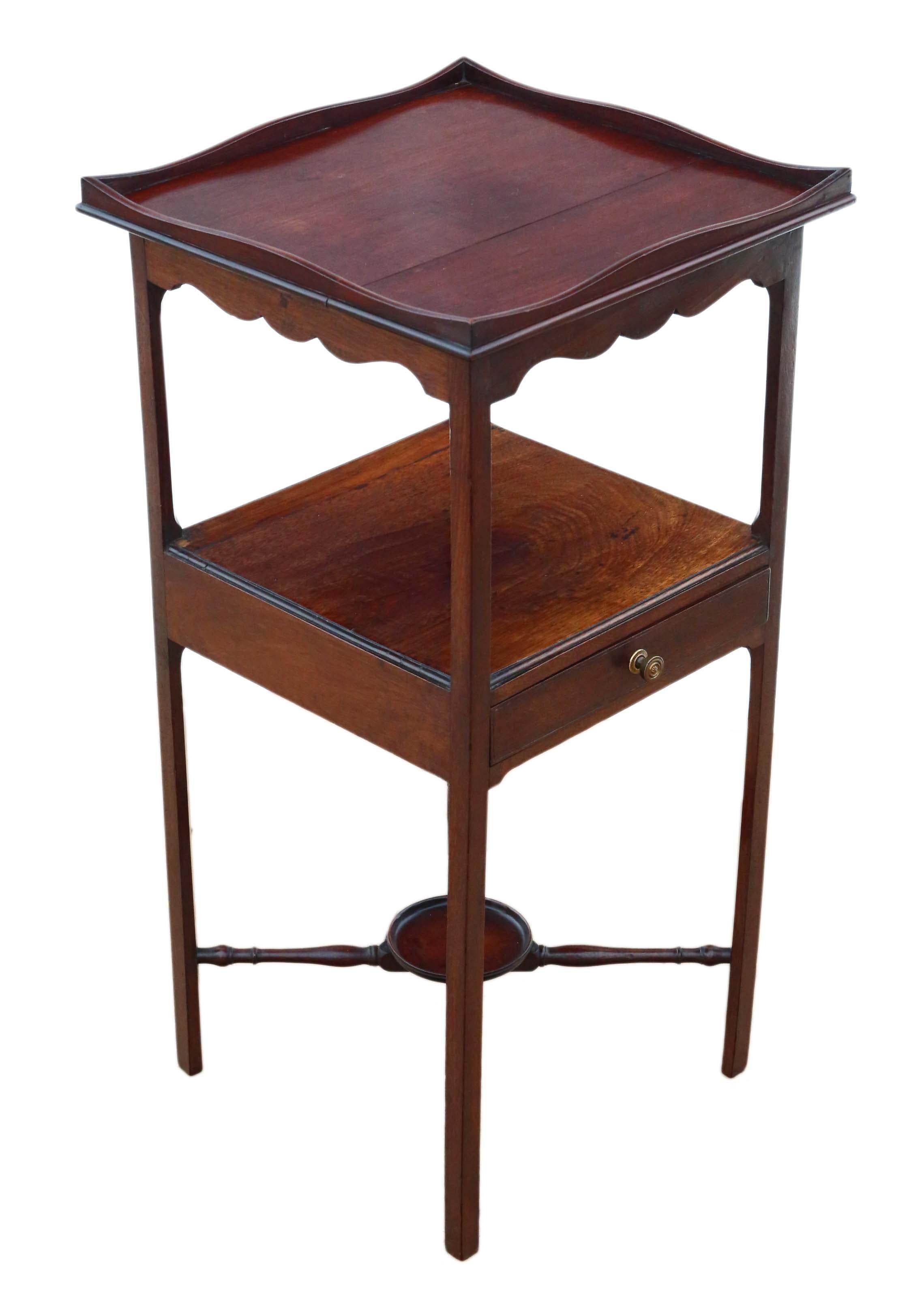 Antique Georgian Mahogany Washstand Bedside Table Nightstand 1