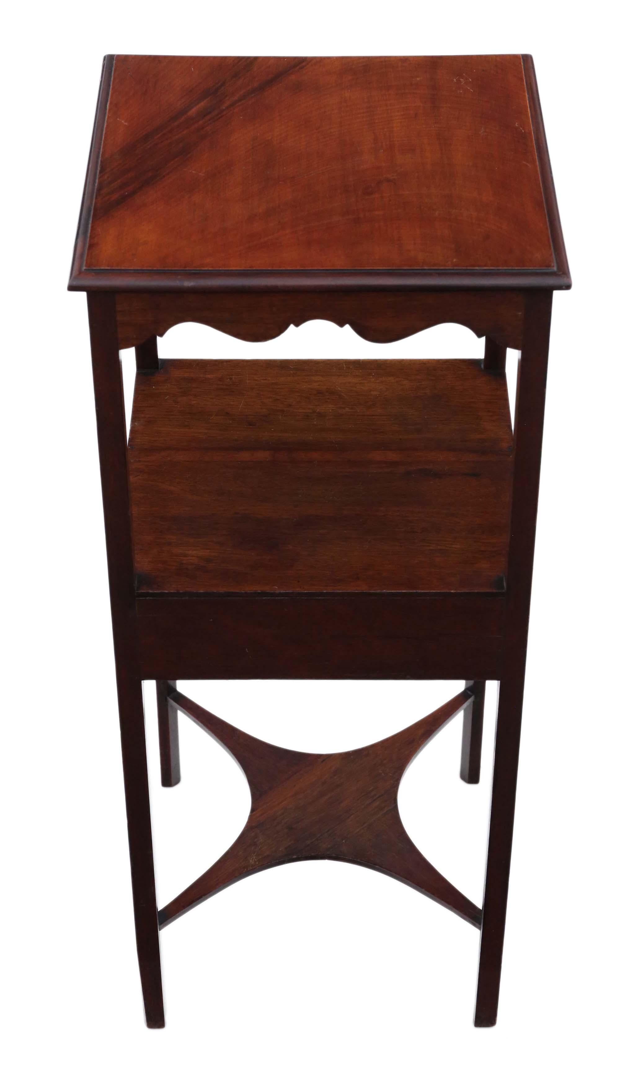 Antique Georgian Mahogany Washstand Bedside Table Nightstand 3