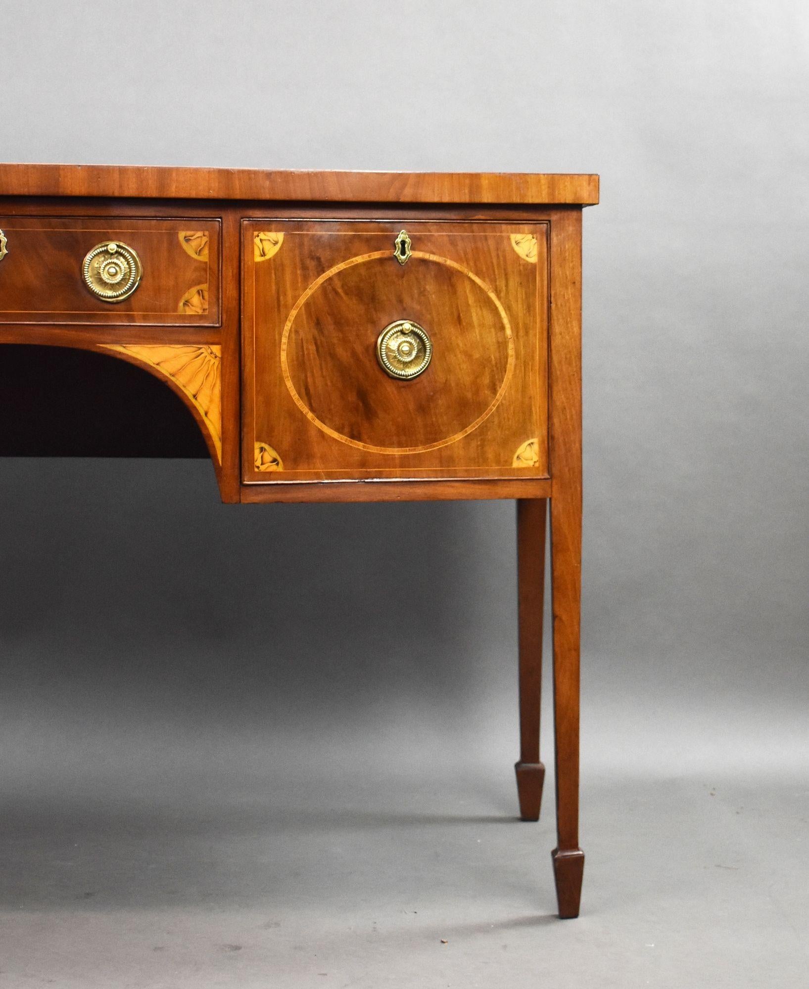 Mahogany Antique Georgian Mahogony Inlaid Bowfront Sideboard For Sale