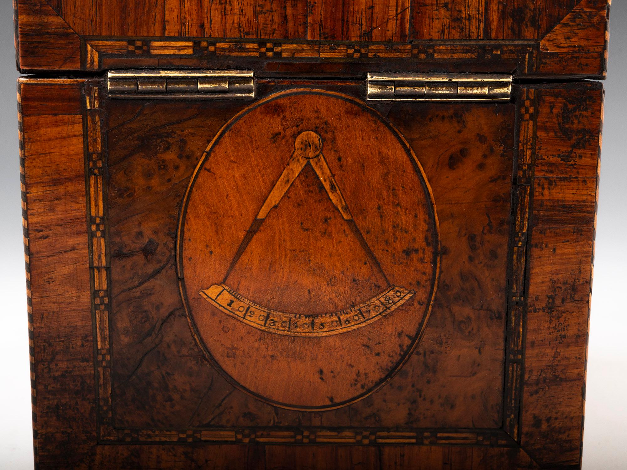 Antique Georgian Masonic Freemasons Tea Caddy For Sale 6