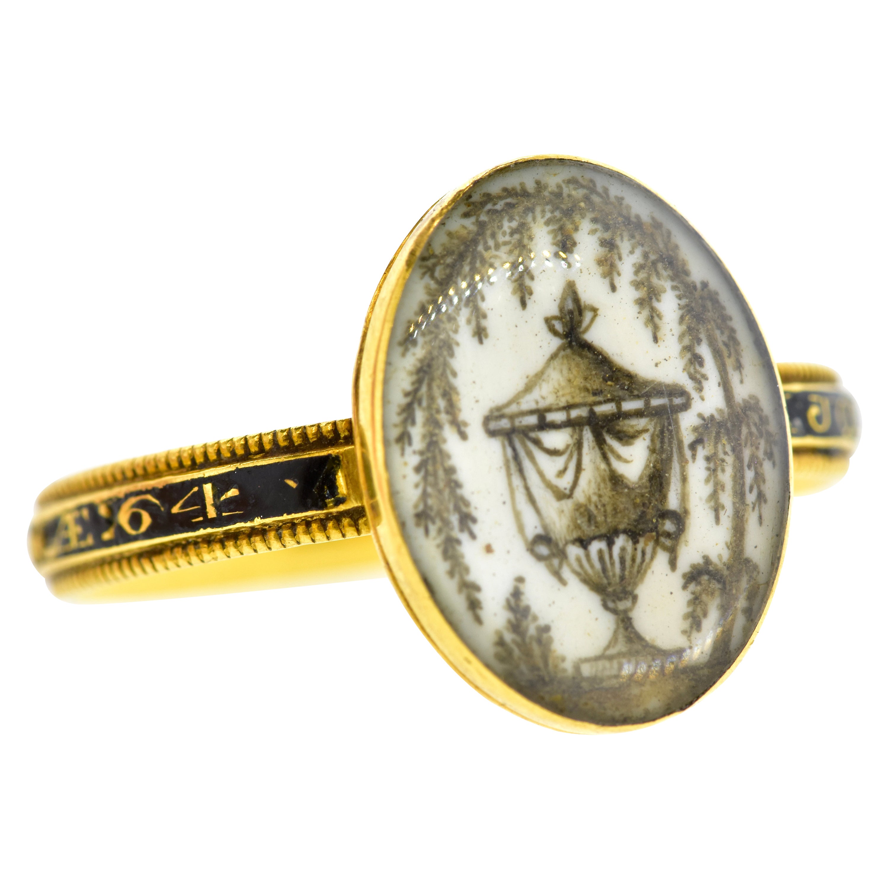 Antique Georgian Memorial Ring, American, c. 1780 For Sale