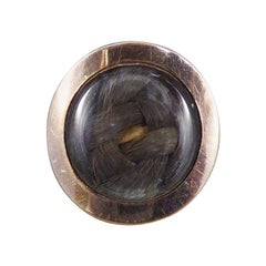 Antique Georgian Memorial Ring with Platted Hair in 14ct Yellow Gold