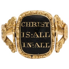 Antique anneau pivotant commémoratif géorgien glorifiant le Christ Londres 1831