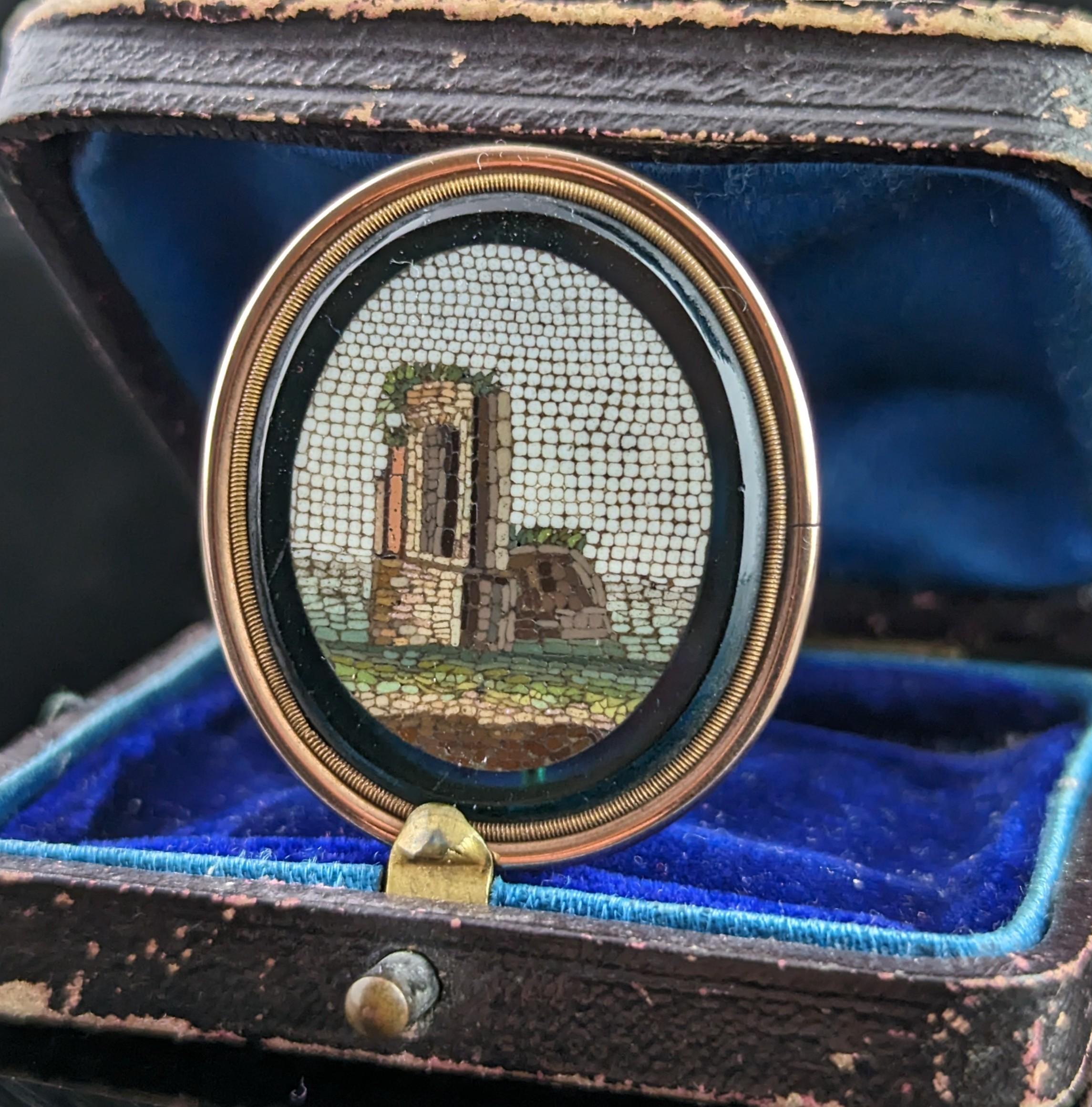 antique micro mosaic brooch