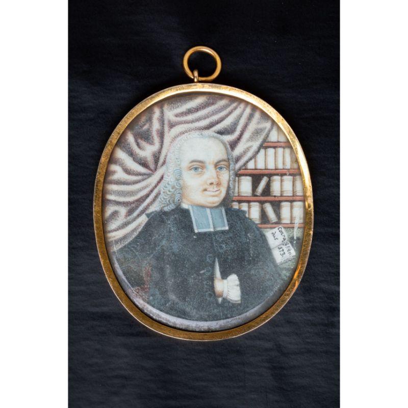 Antique Georgian Miniature Oval Portrait Painting, Male Scholar Portrait Pendant 4