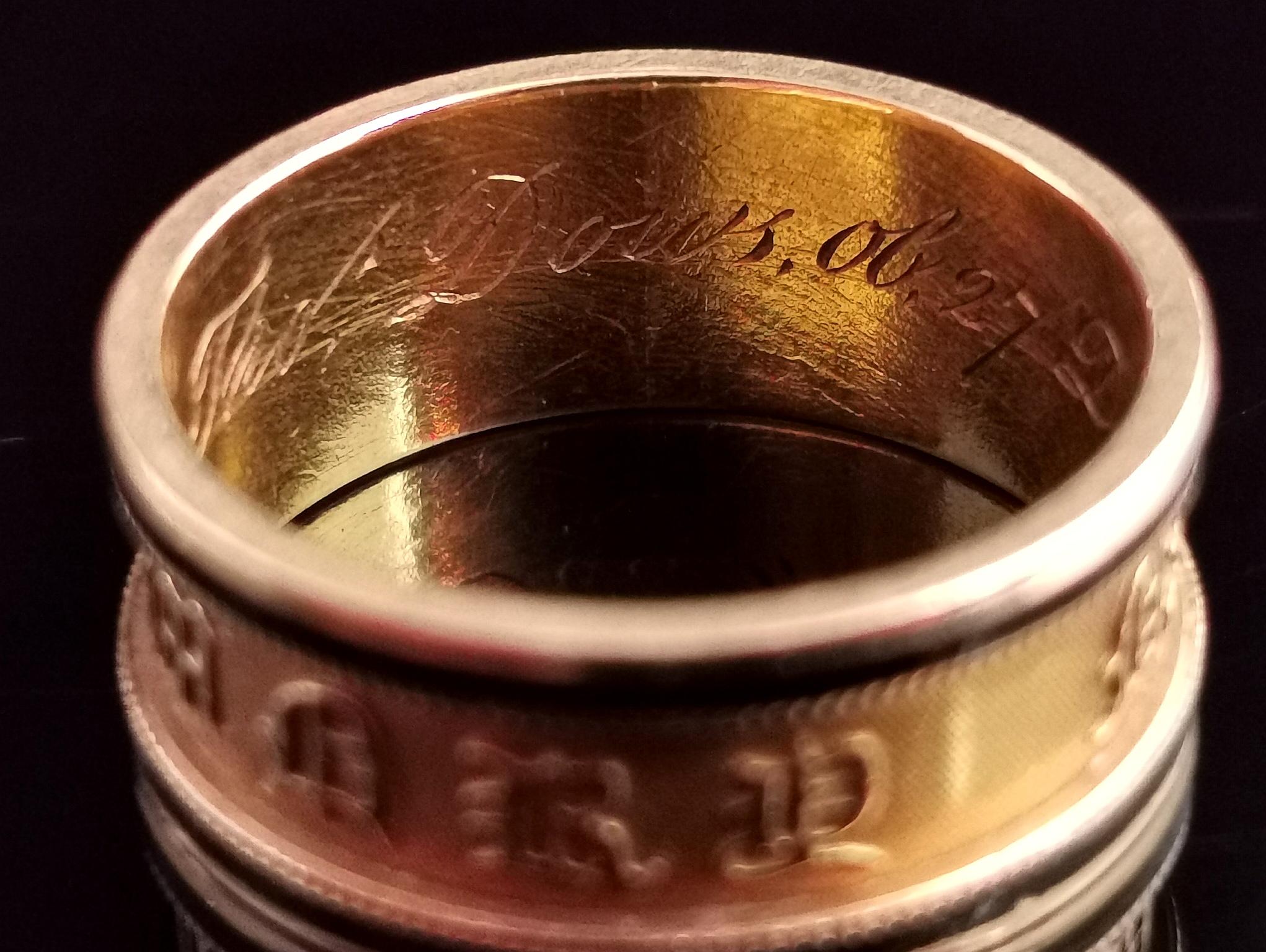 Antique Georgian Mourning Band Ring, 18k Gold, Black Enamel, in Memory of 7