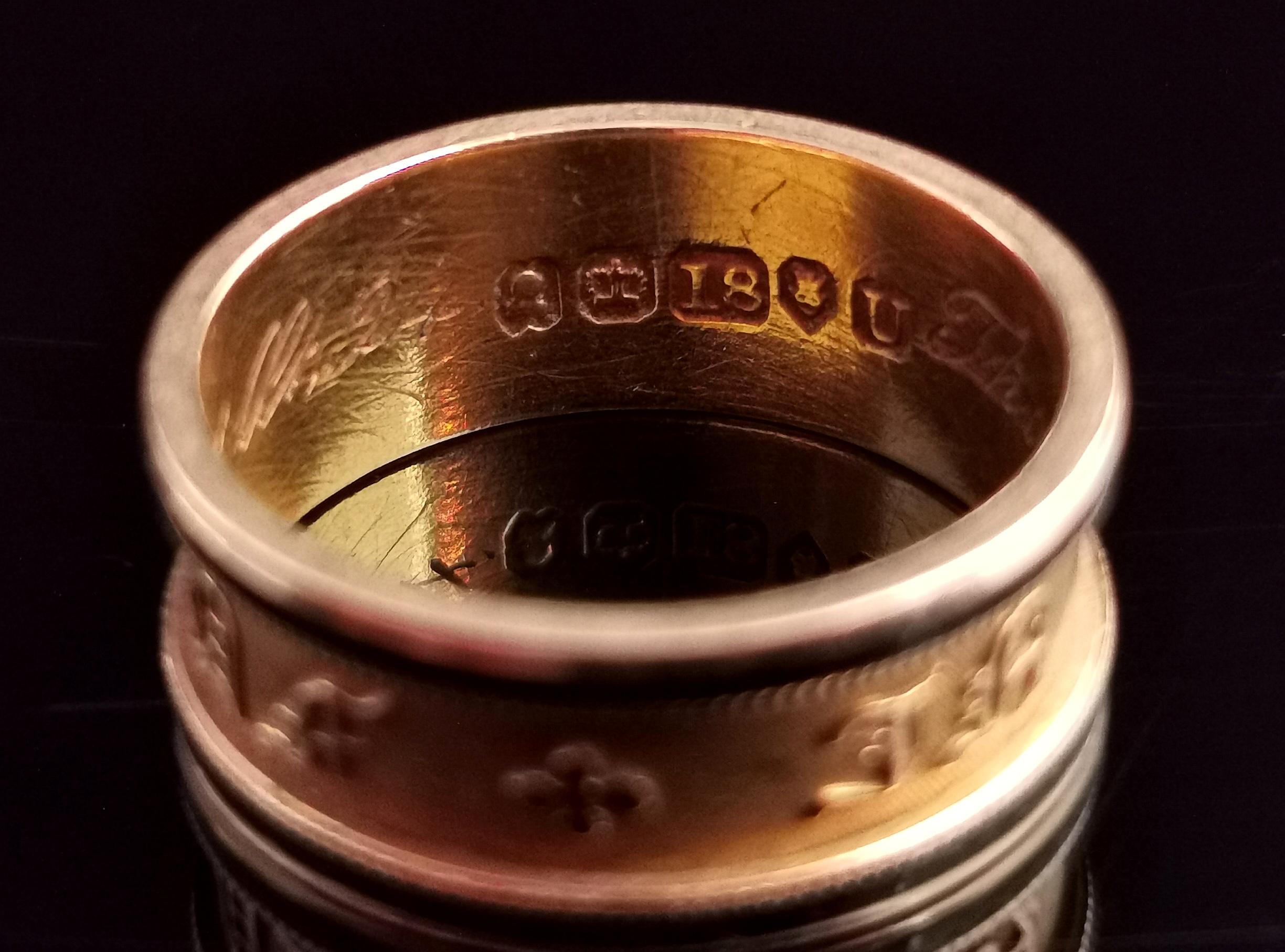 Antique Georgian Mourning Band Ring, 18k Gold, Black Enamel, in Memory of 9