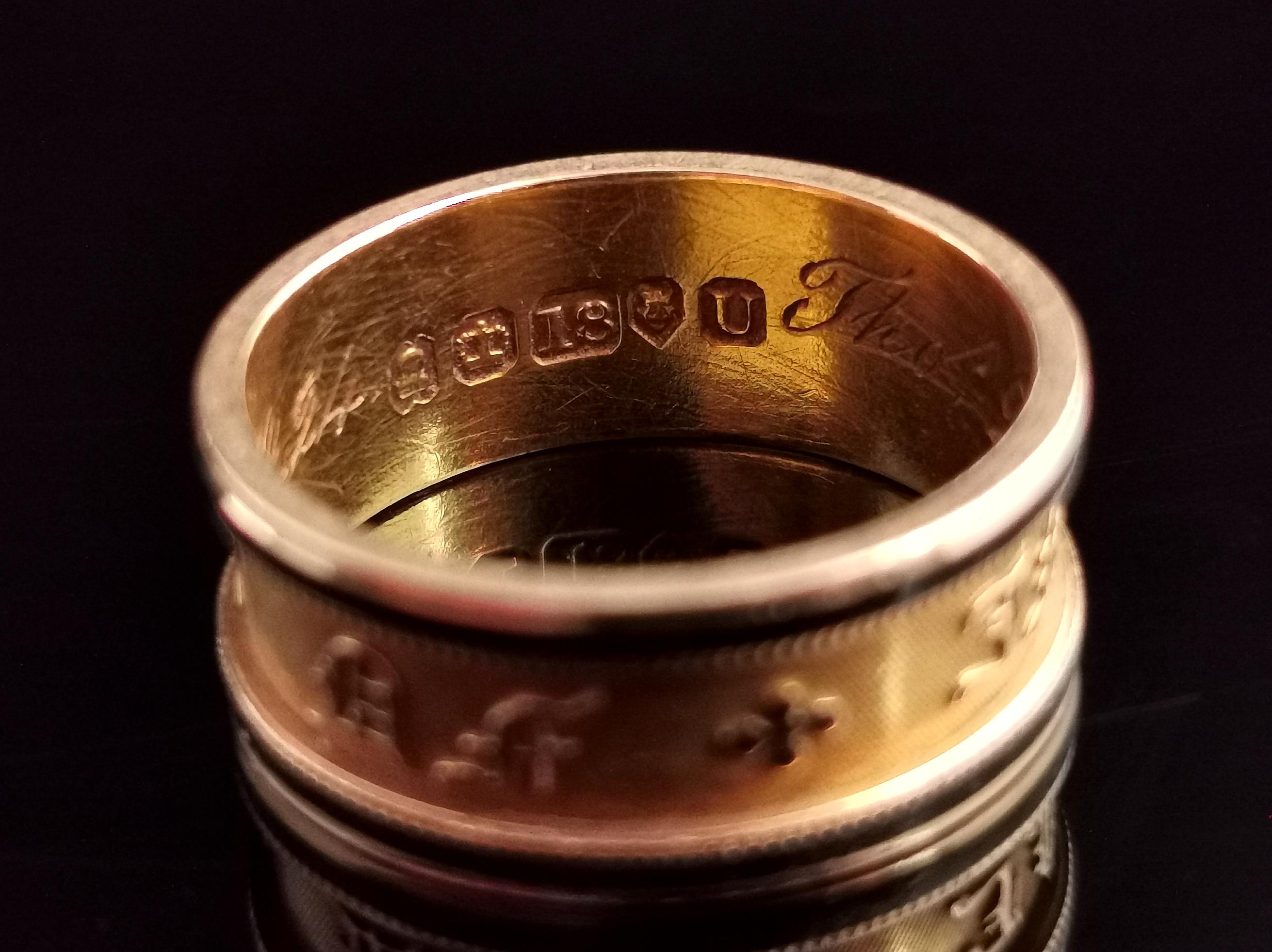 Antique Georgian Mourning Band Ring, 18k Gold, Black Enamel, in Memory of 1