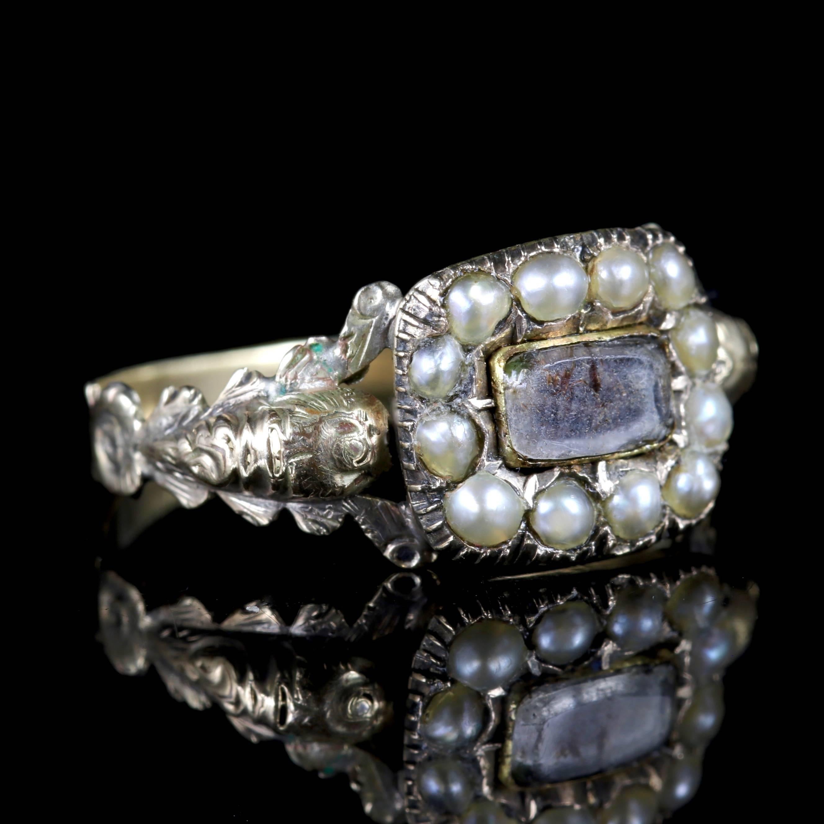 Women's Antique Georgian Mourning Pearl Ring, circa 1800