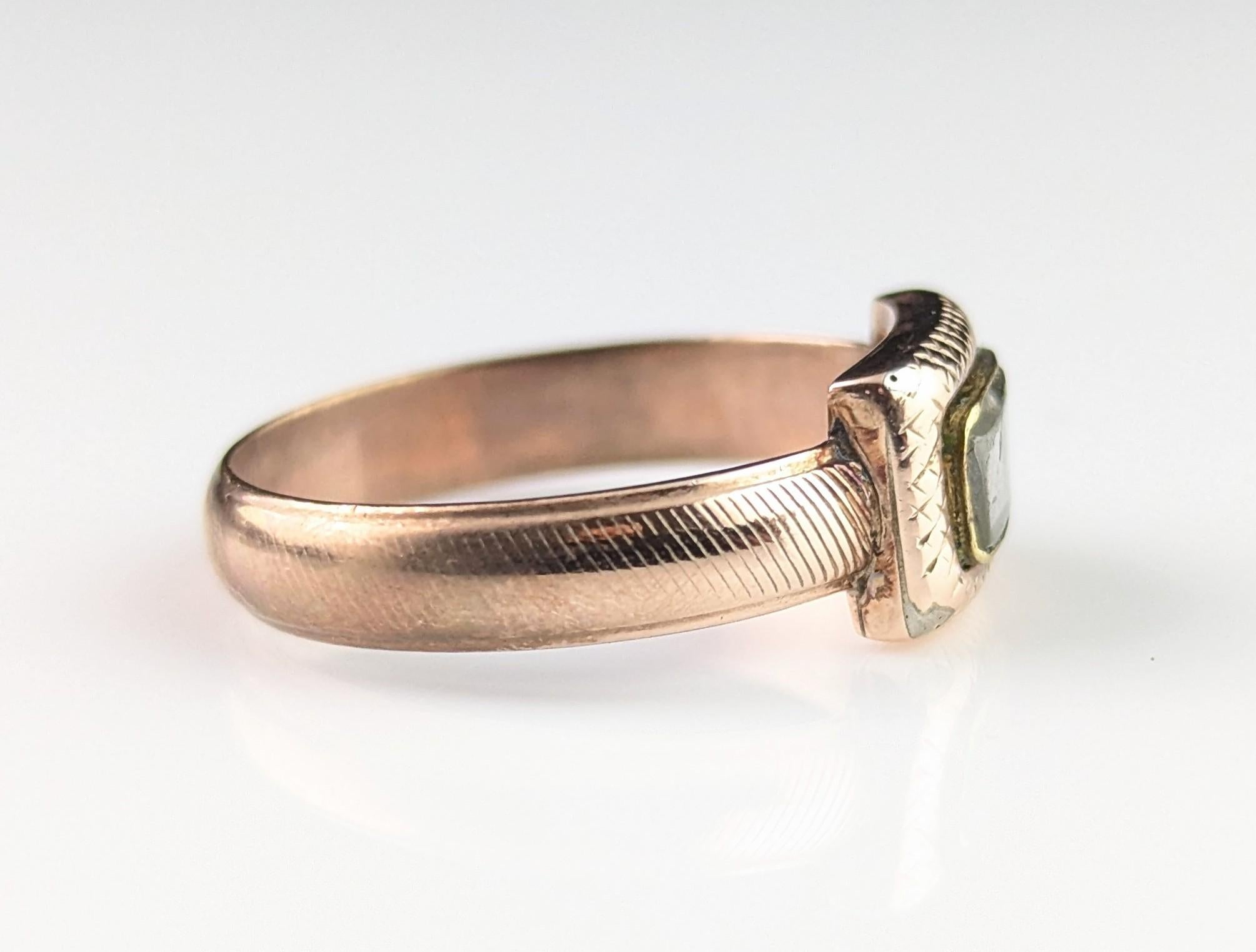 Antique Georgian mourning ring, 9k rose gold For Sale 9