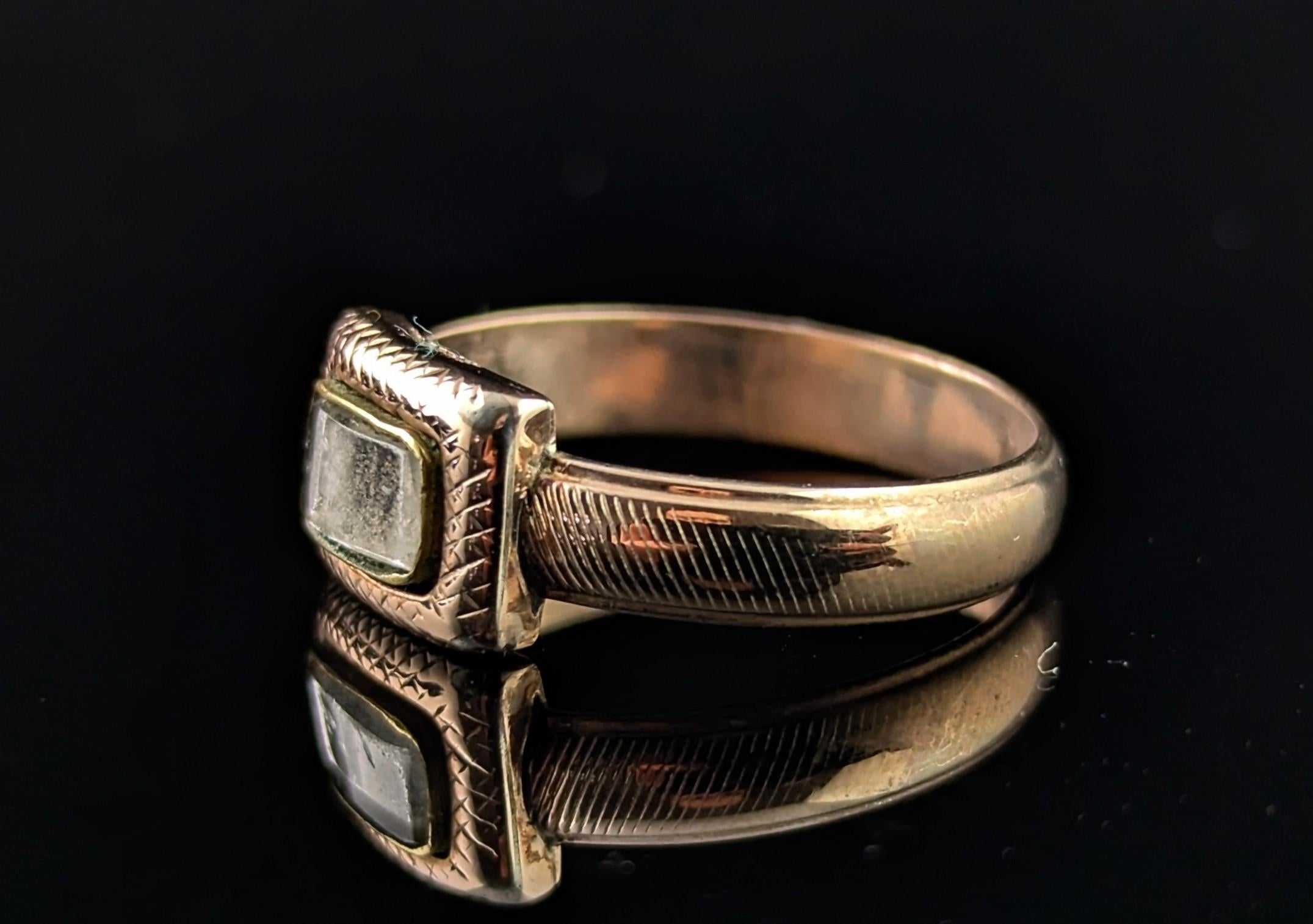 Antique Georgian mourning ring, 9k rose gold For Sale 3