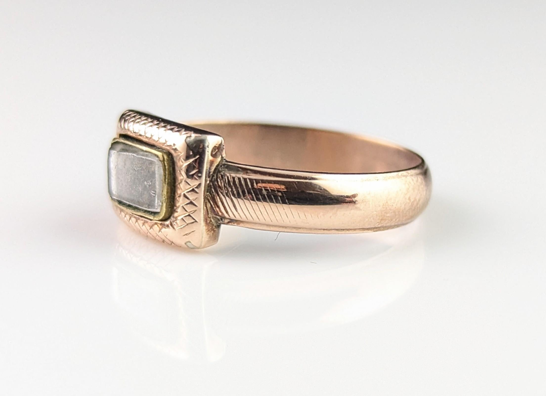 Antique Georgian mourning ring, 9k rose gold For Sale 5