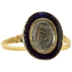 Antique Georgian Mourning Ring with Real Hair 18k gold