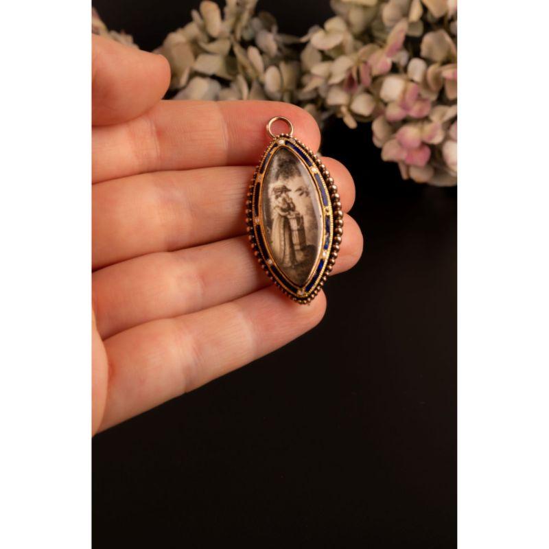 Antique Georgian Mourning Sepia Miniature Brooch Pendant In Good Condition In Rottedam, NL