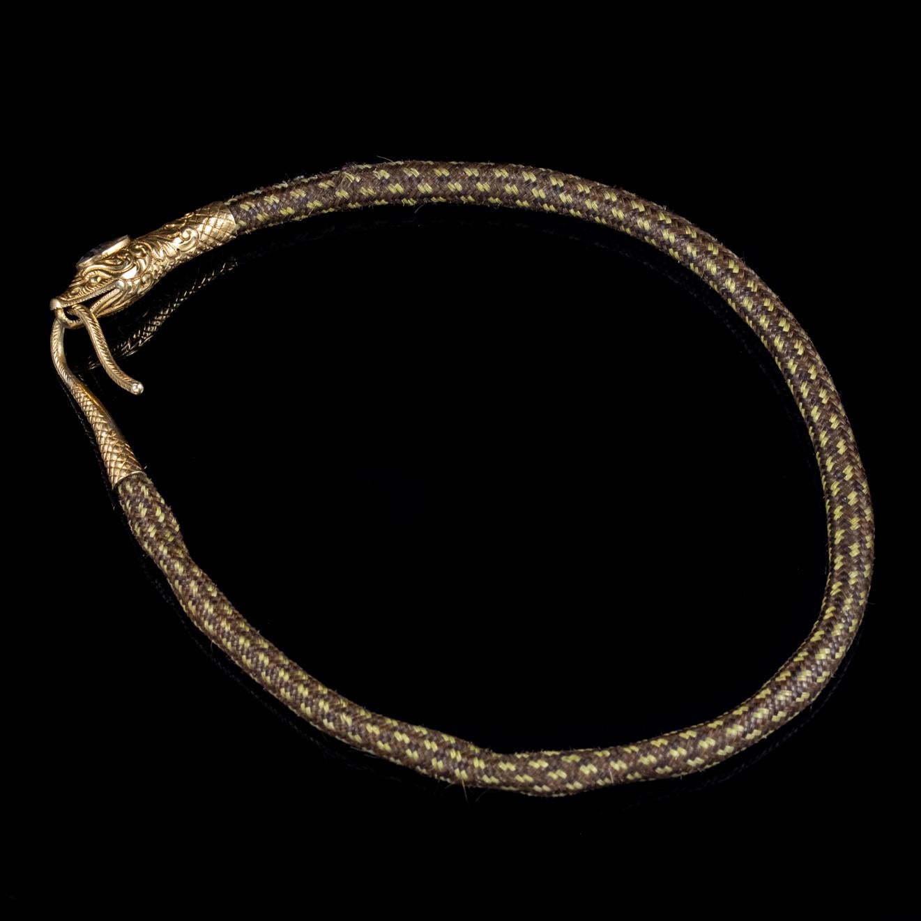 Antique Georgian Mourning Snake Necklace Rock Crystal 18 Carat Gold, circa 1800 In Good Condition For Sale In Lancaster, Lancashire