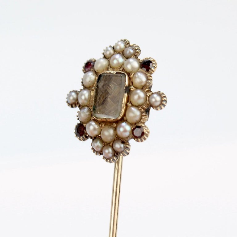 Antique Georgian Mourning Hair Pearl 9ct 9K Gold Stick Pin Brooch –  Lancastrian Jewellers