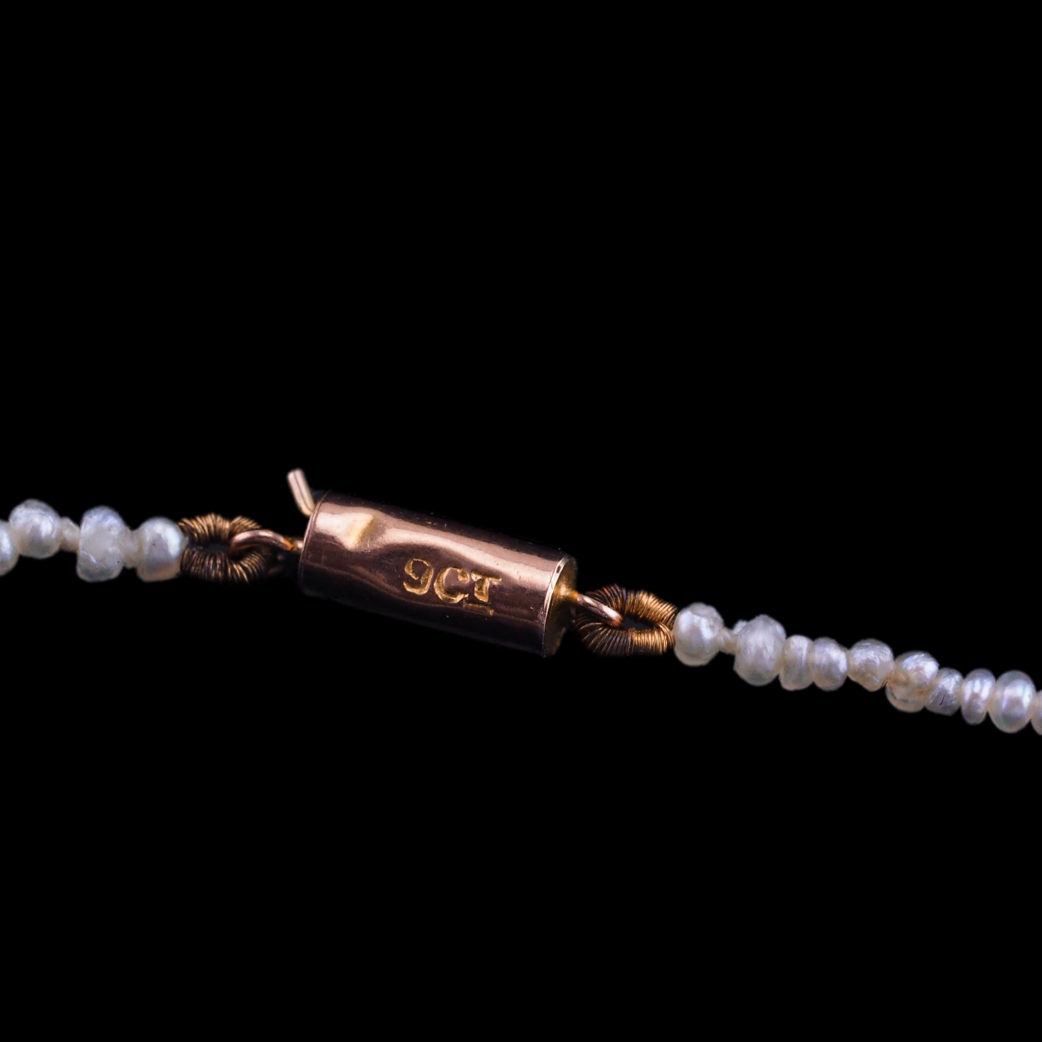 Antique Georgian Natural Seed Pearl Necklace 9ct Gold - c.1800 5