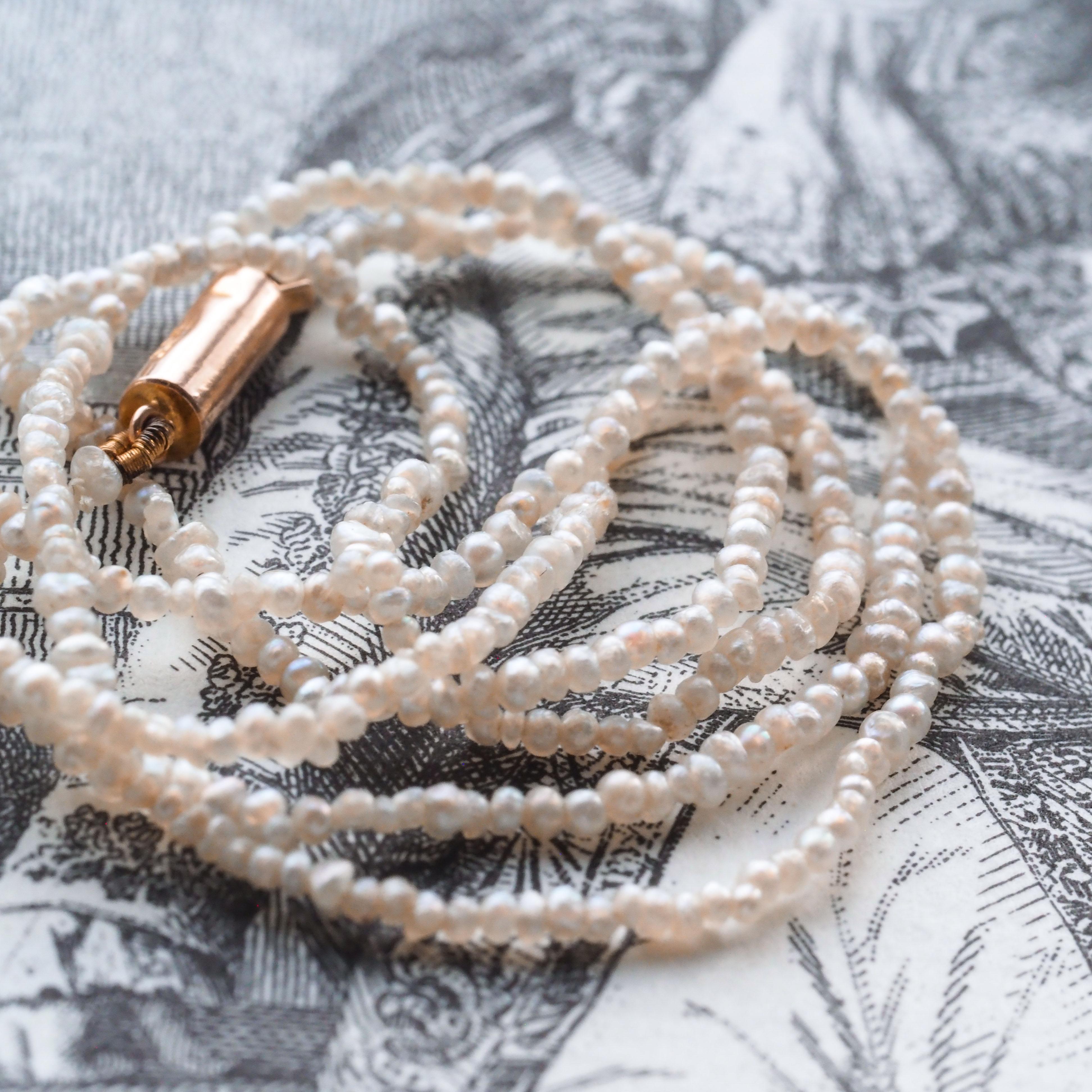 Antique Georgian Natural Seed Pearl Necklace 9ct Gold - c.1800 7