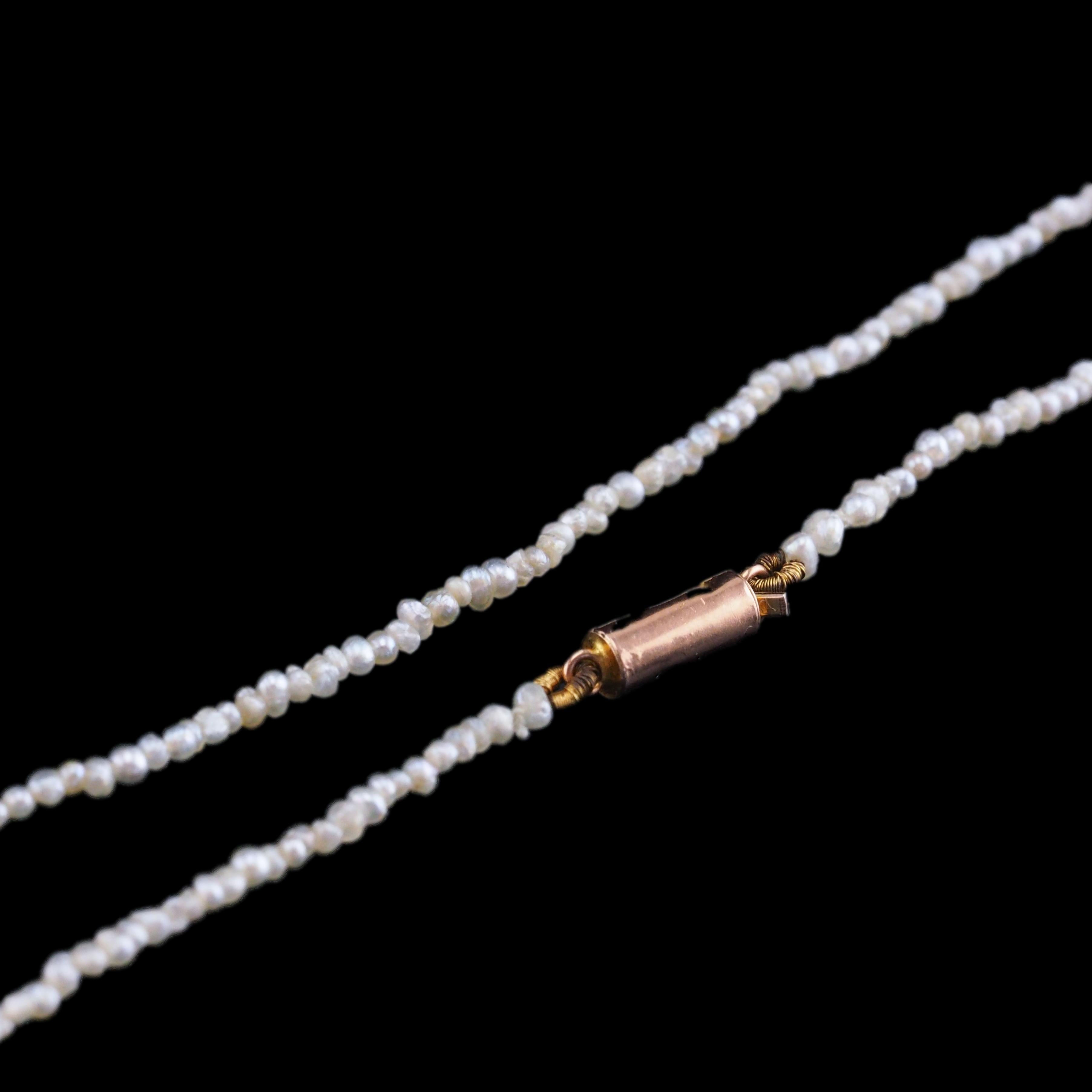 Antique Georgian Natural Seed Pearl Necklace 9ct Gold - c.1800 8