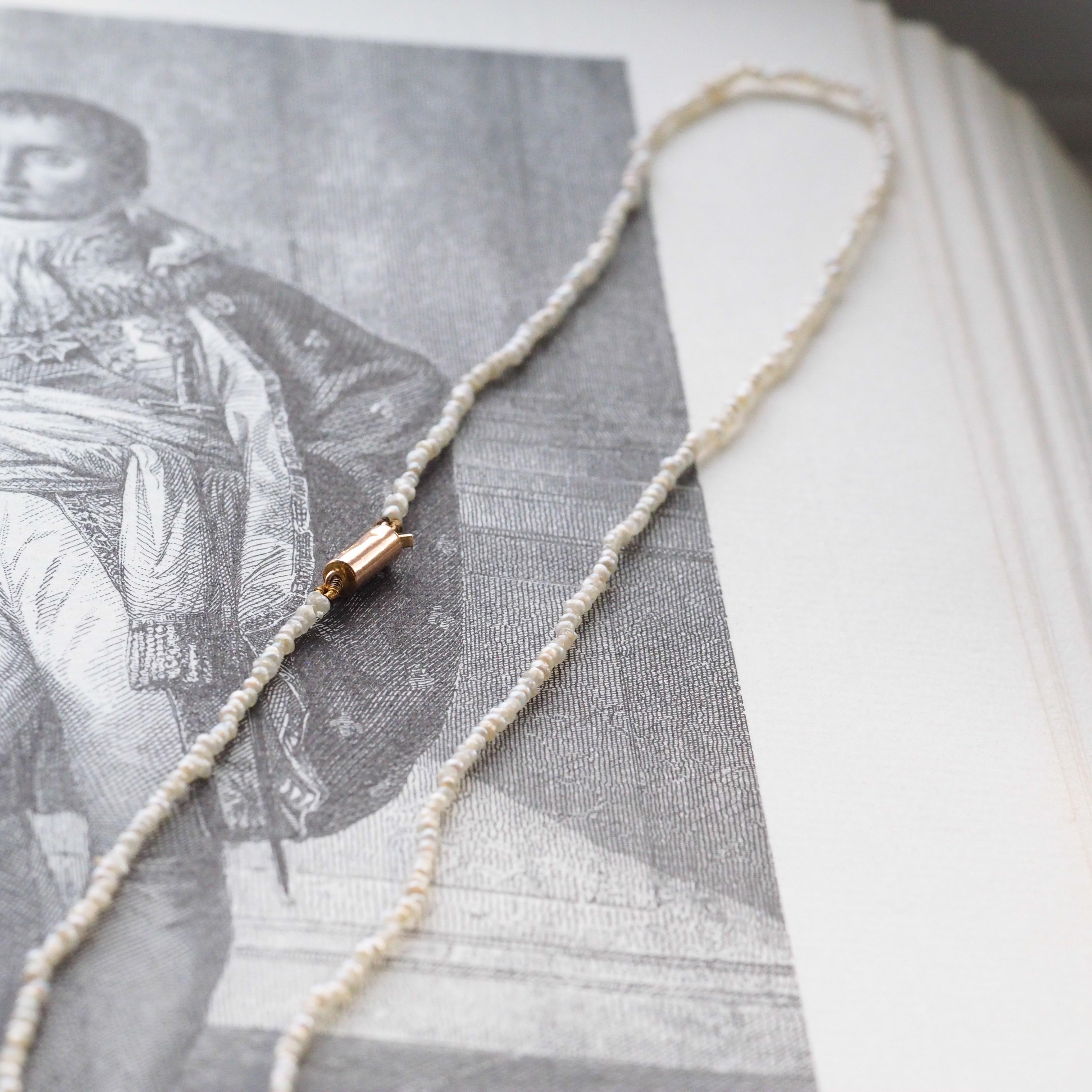 Antique Georgian Natural Seed Pearl Necklace 9ct Gold - c.1800 10