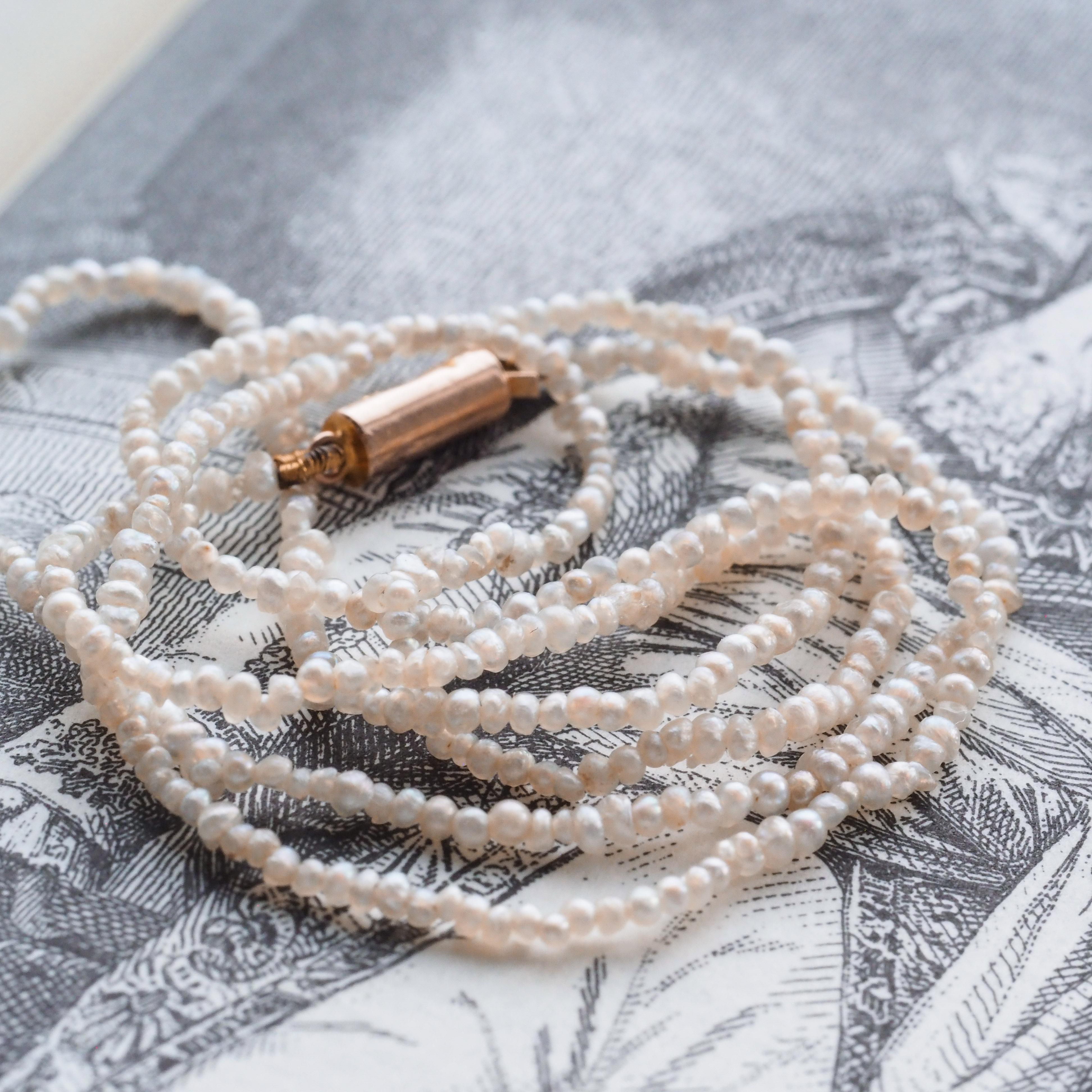 Antique Georgian Natural Seed Pearl Necklace 9ct Gold - c.1800 11