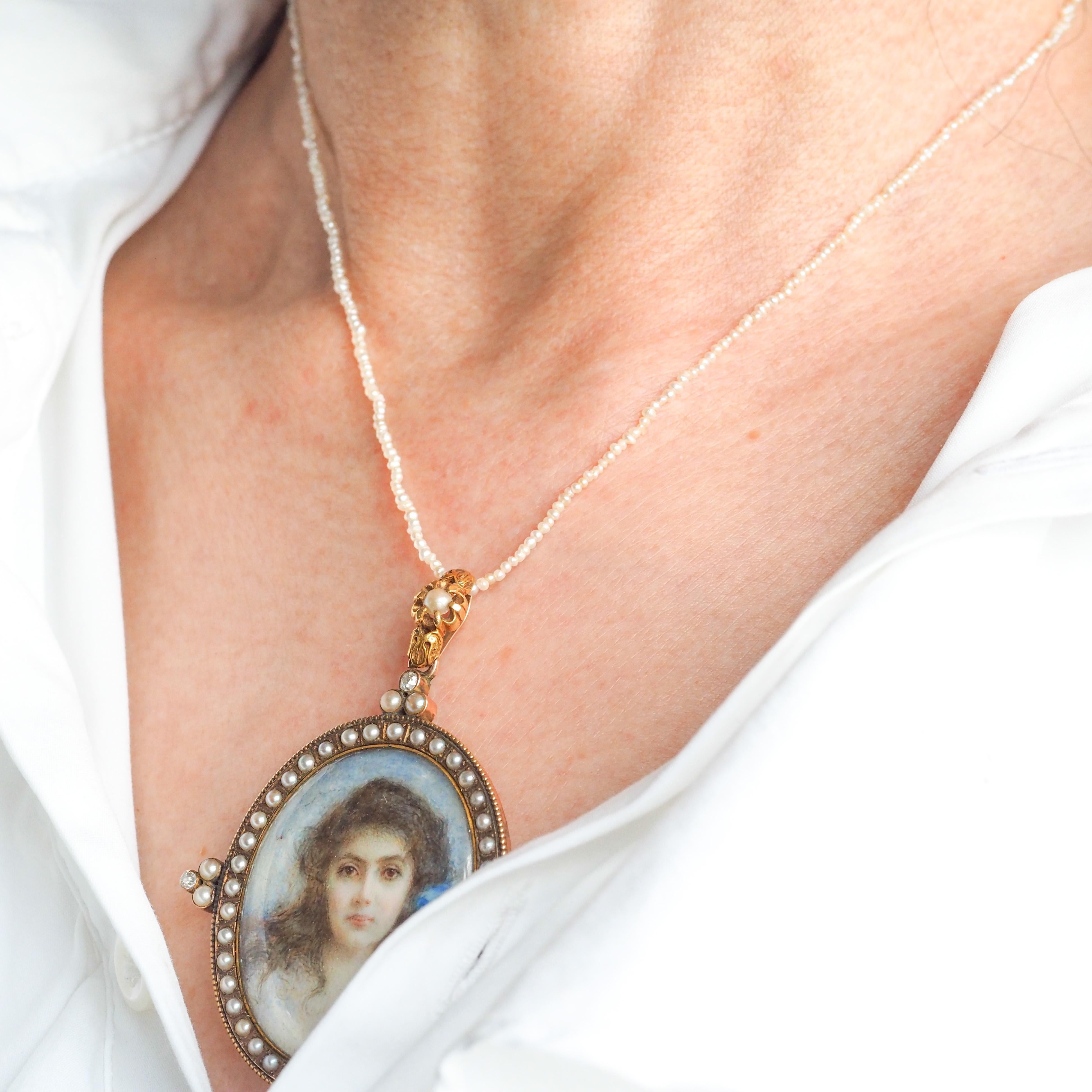 Antique Georgian Natural Seed Pearl Necklace 9ct Gold - c.1800 In Good Condition In London, GB