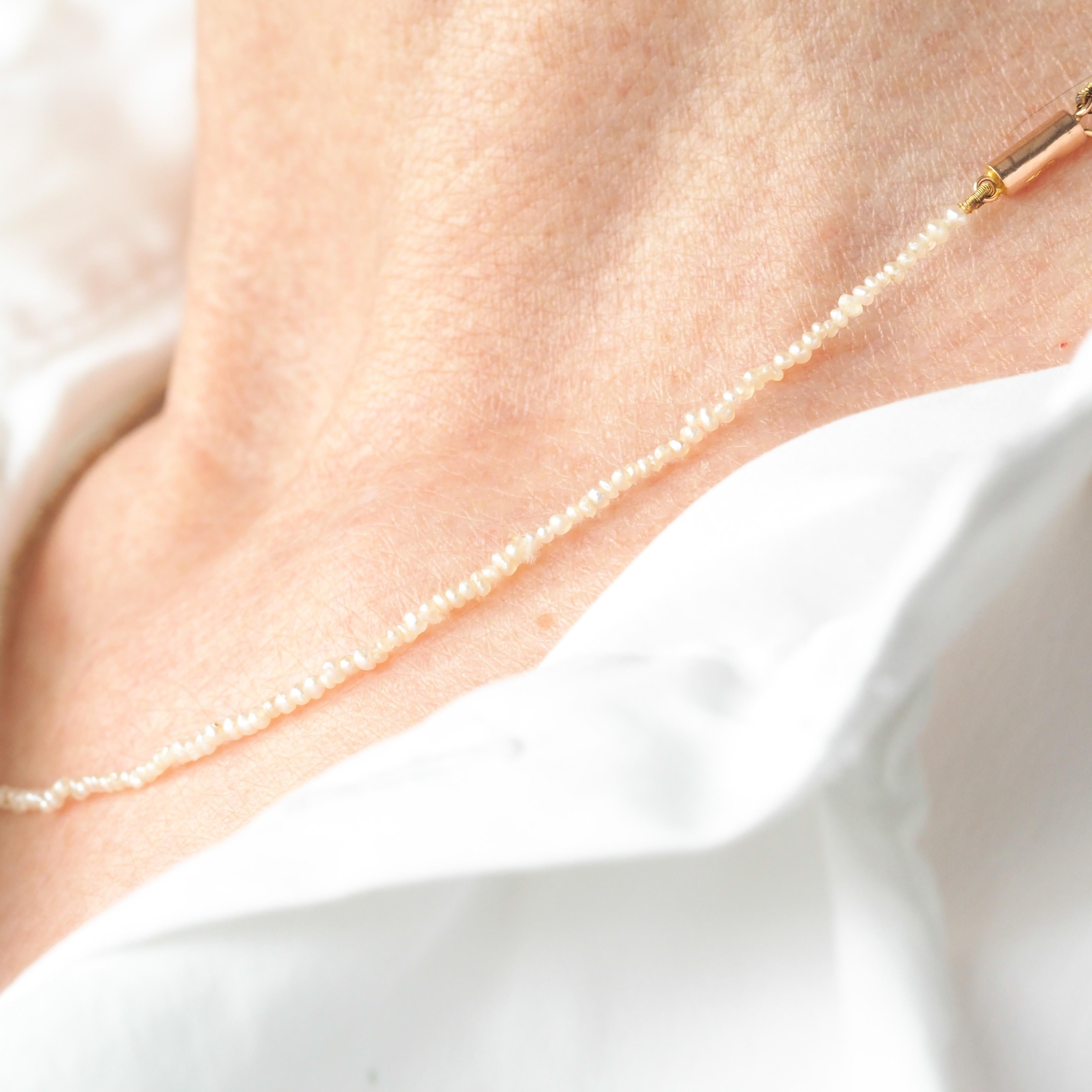 Women's Antique Georgian Natural Seed Pearl Necklace 9ct Gold - c.1800