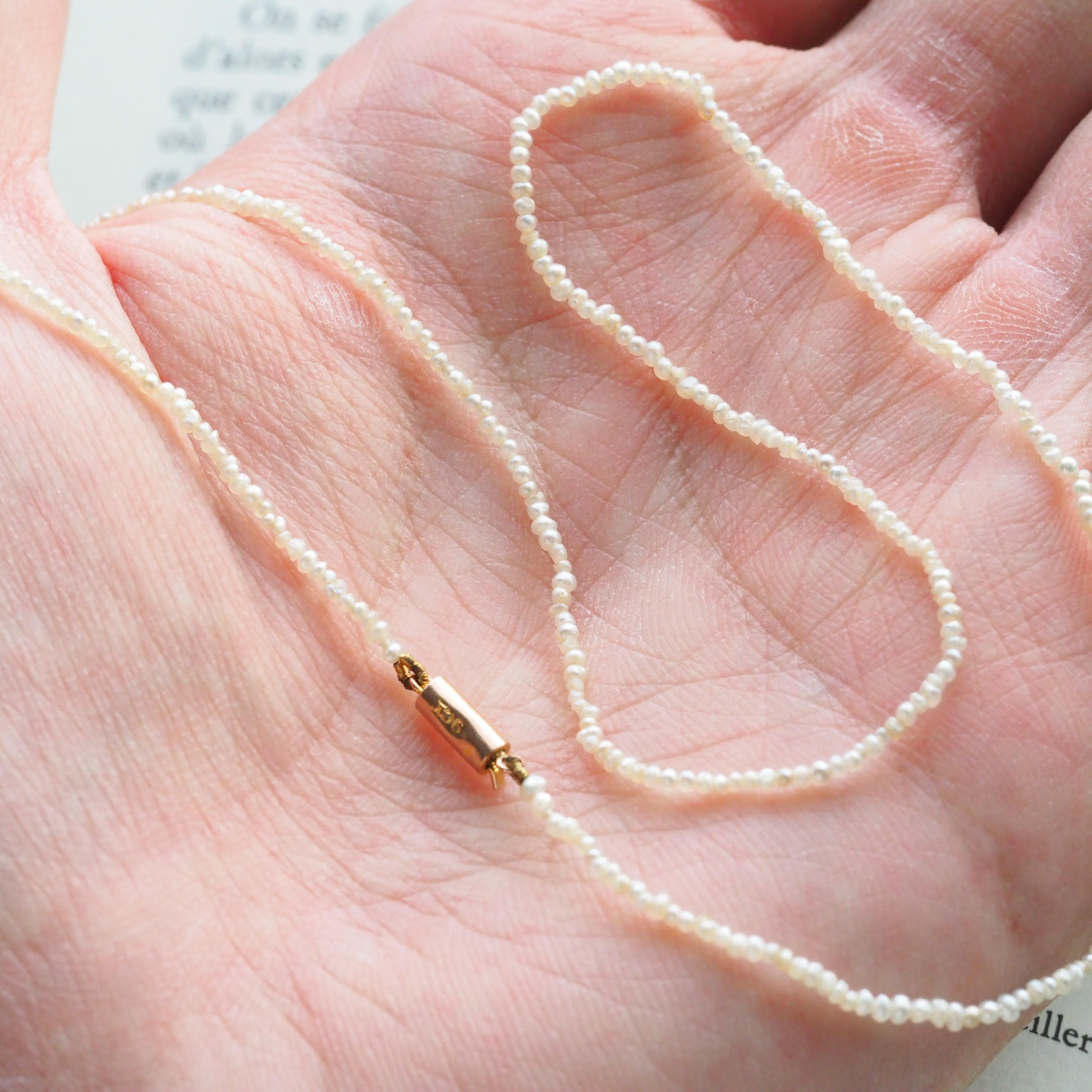 Antique Georgian Natural Seed Pearl Necklace 9ct Gold - c.1800 1