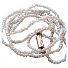 Antique Georgian Natural Seed Pearl Necklace 9ct Gold - c.1800