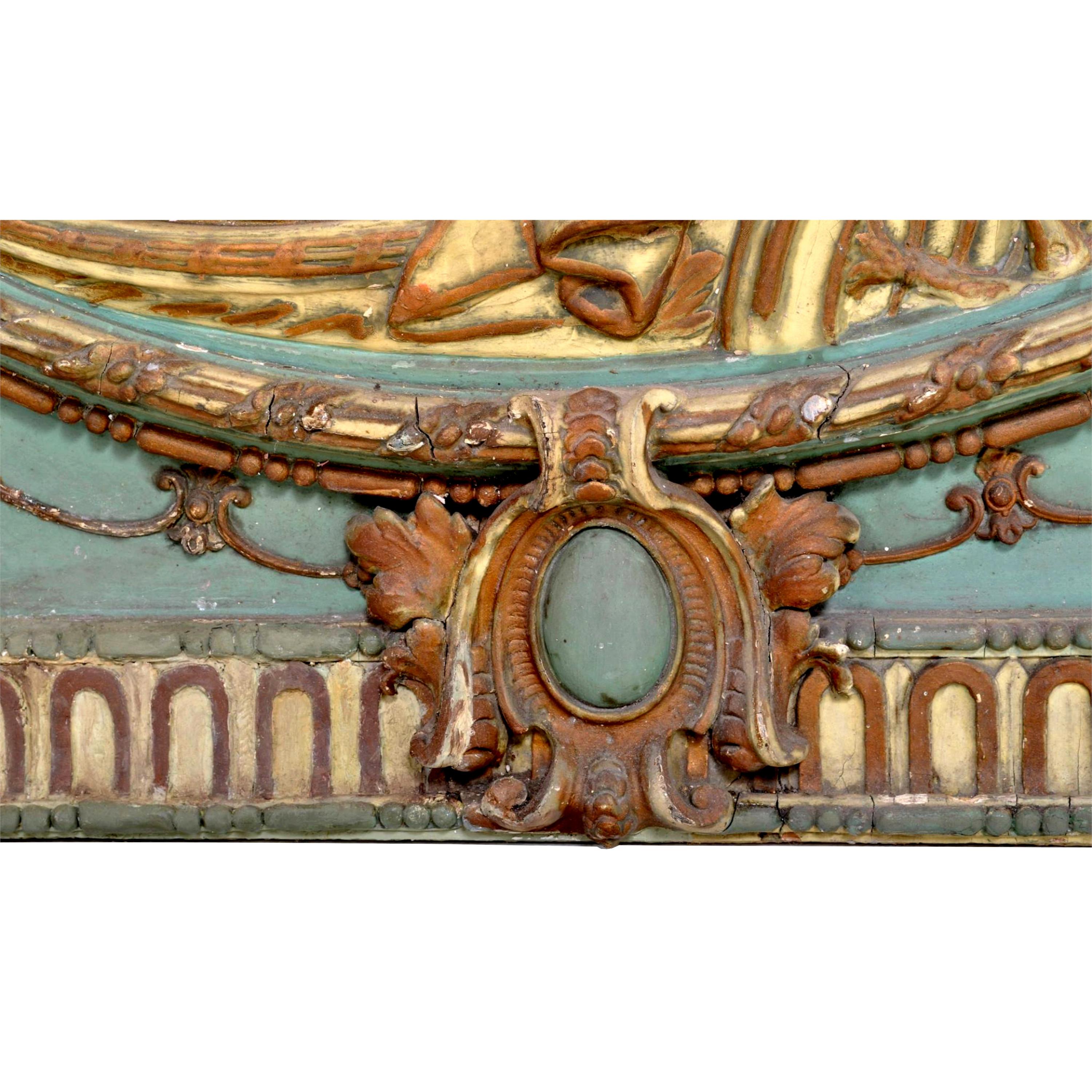 Polychromed Antique Georgian Neo-Classical Door Pediment, Robert Adam