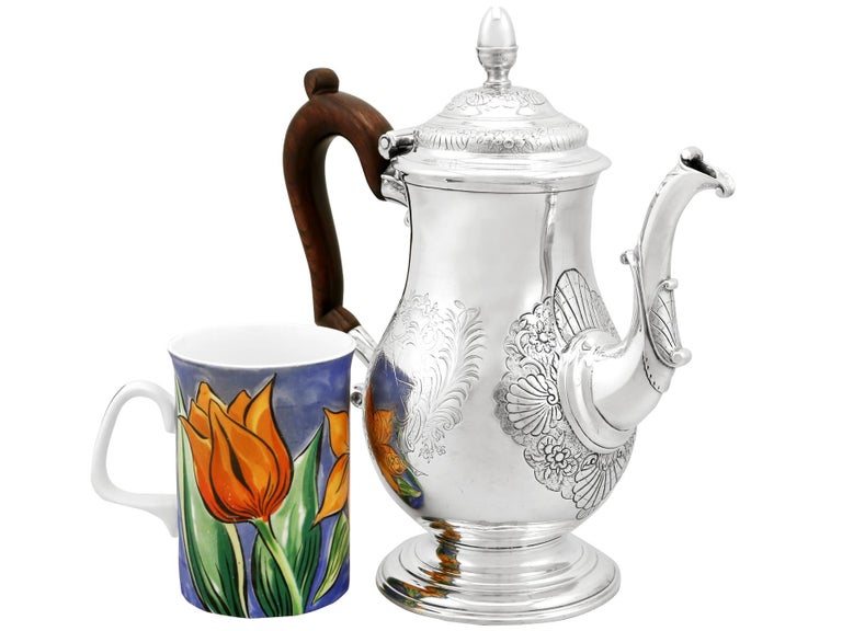 Antique Newcastle Sterling Silver Coffee Pot For Sale at 1stDibs