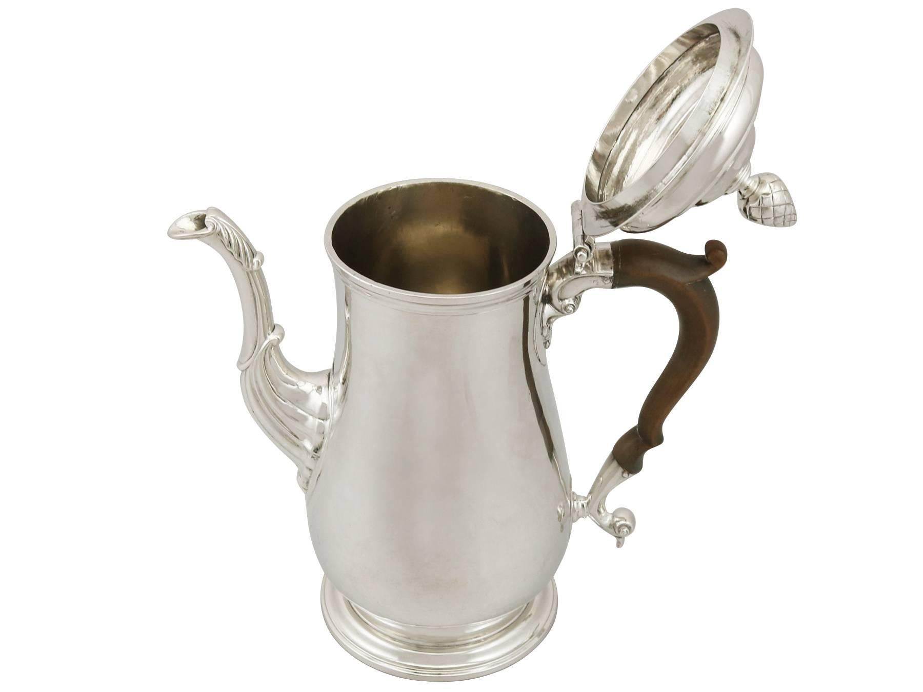Mid-18th Century Antique Georgian Newcastle Sterling Silver Coffee Pot
