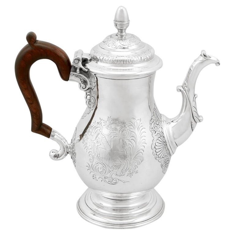 Antique Newcastle Sterling Silver Coffee Pot For Sale at 1stDibs