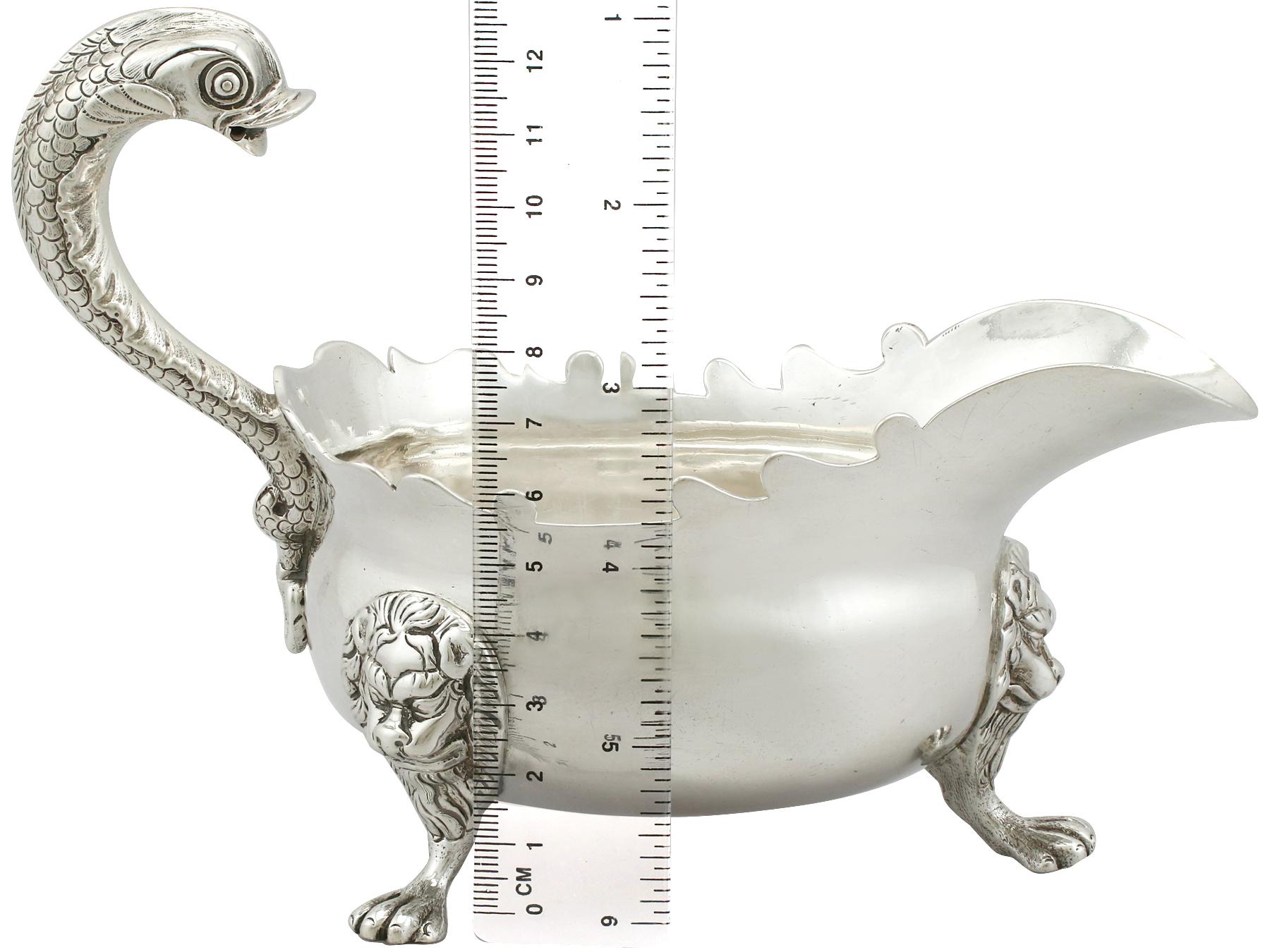 Antique Georgian Newcastle Sterling Silver Sauceboat, 1744 6