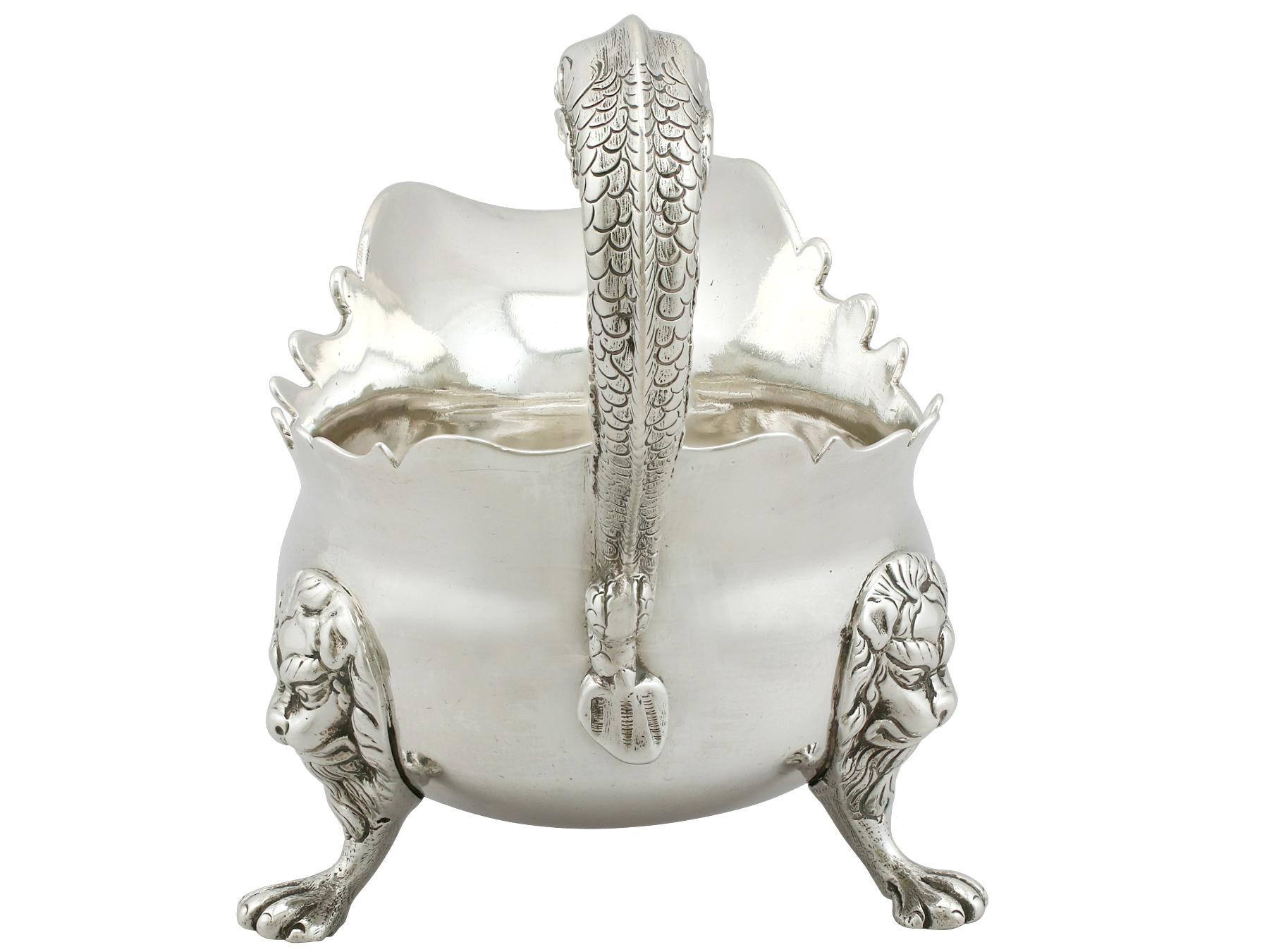 Antique Georgian Newcastle Sterling Silver Sauceboat, 1744 1