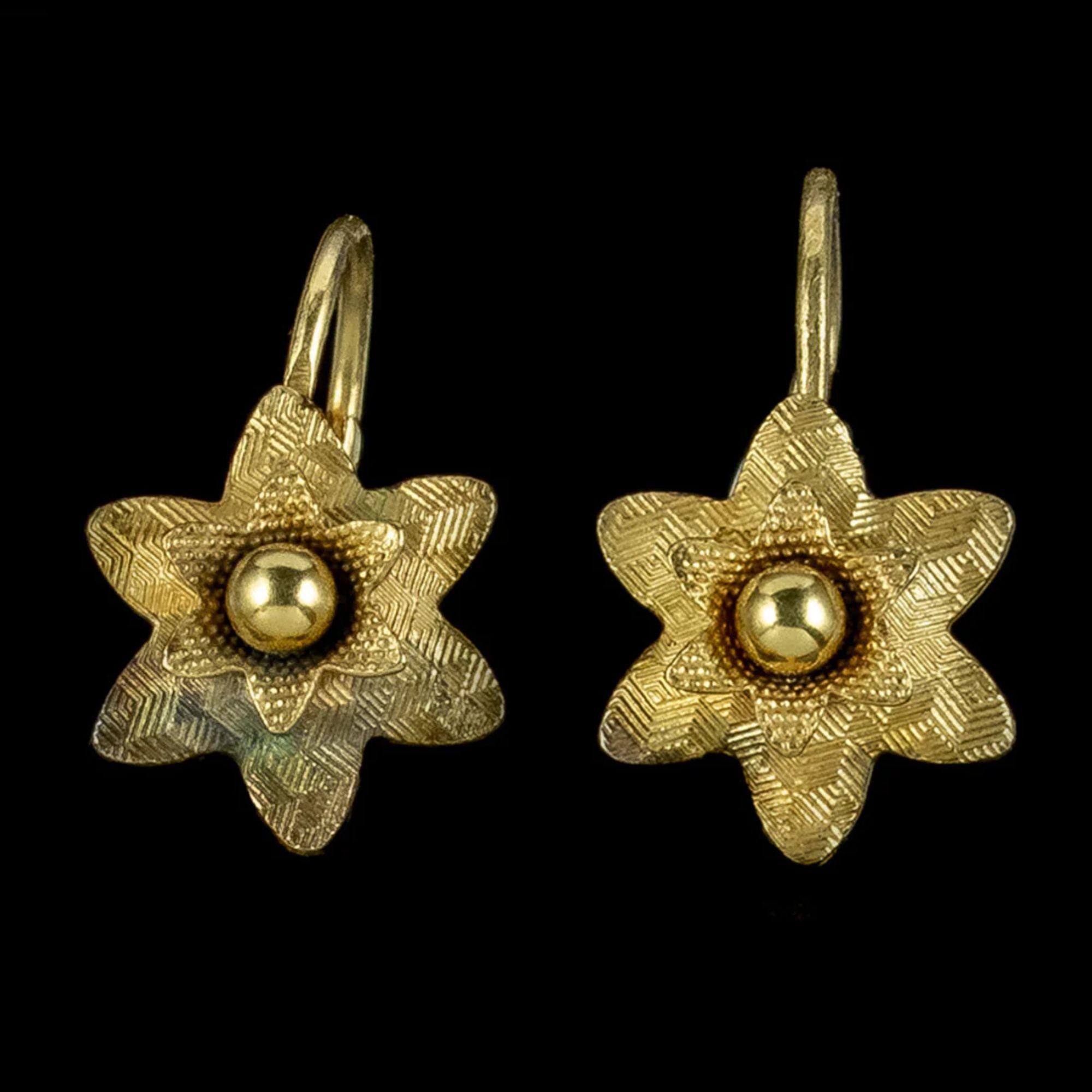 Antique Georgian Night and Day Earrings Pinchbeck in 18 Carat Gold Gilt In Good Condition For Sale In Kendal, GB