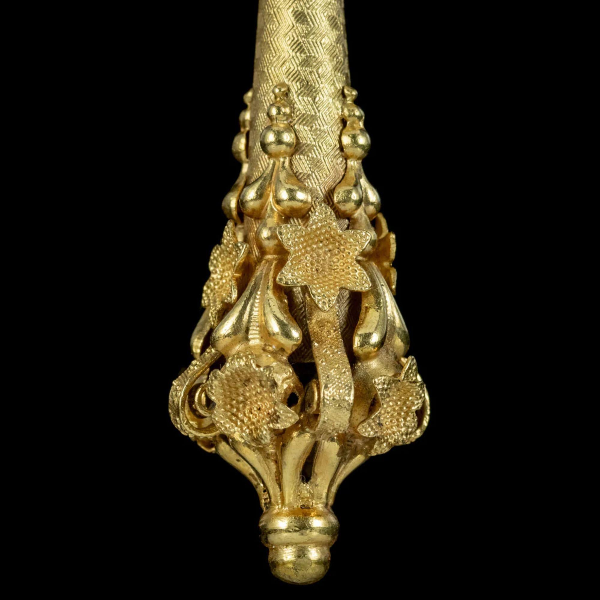 Antike georgianische Nacht- und Tagesohrringe Pinchbeck aus 18 Karat vergoldetem Gold im Zustand „Gut“ im Angebot in Kendal, GB