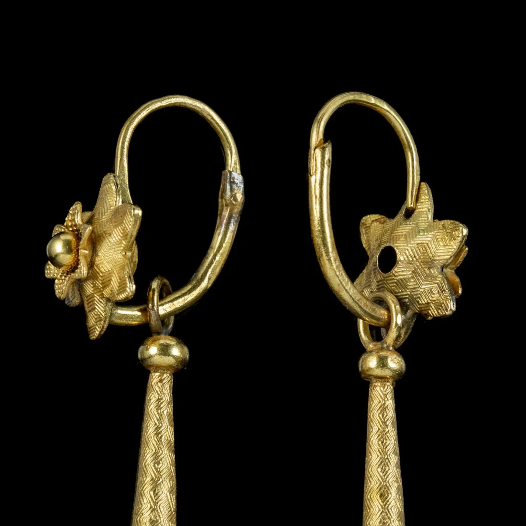 Antike georgianische Nacht- und Tagesohrringe Pinchbeck aus 18 Karat vergoldetem Gold Damen im Angebot
