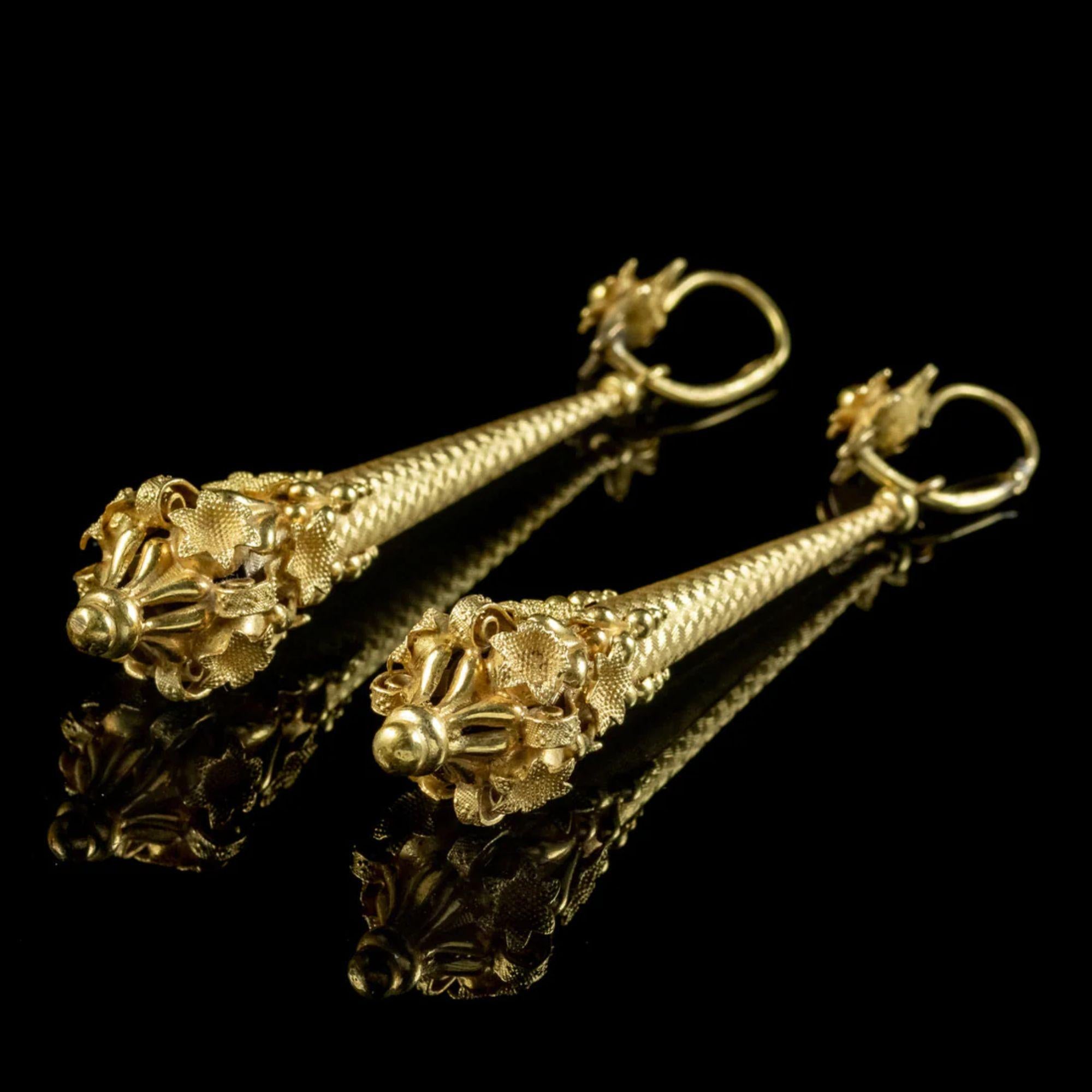 Antike georgianische Nacht- und Tagesohrringe Pinchbeck aus 18 Karat vergoldetem Gold im Angebot 1