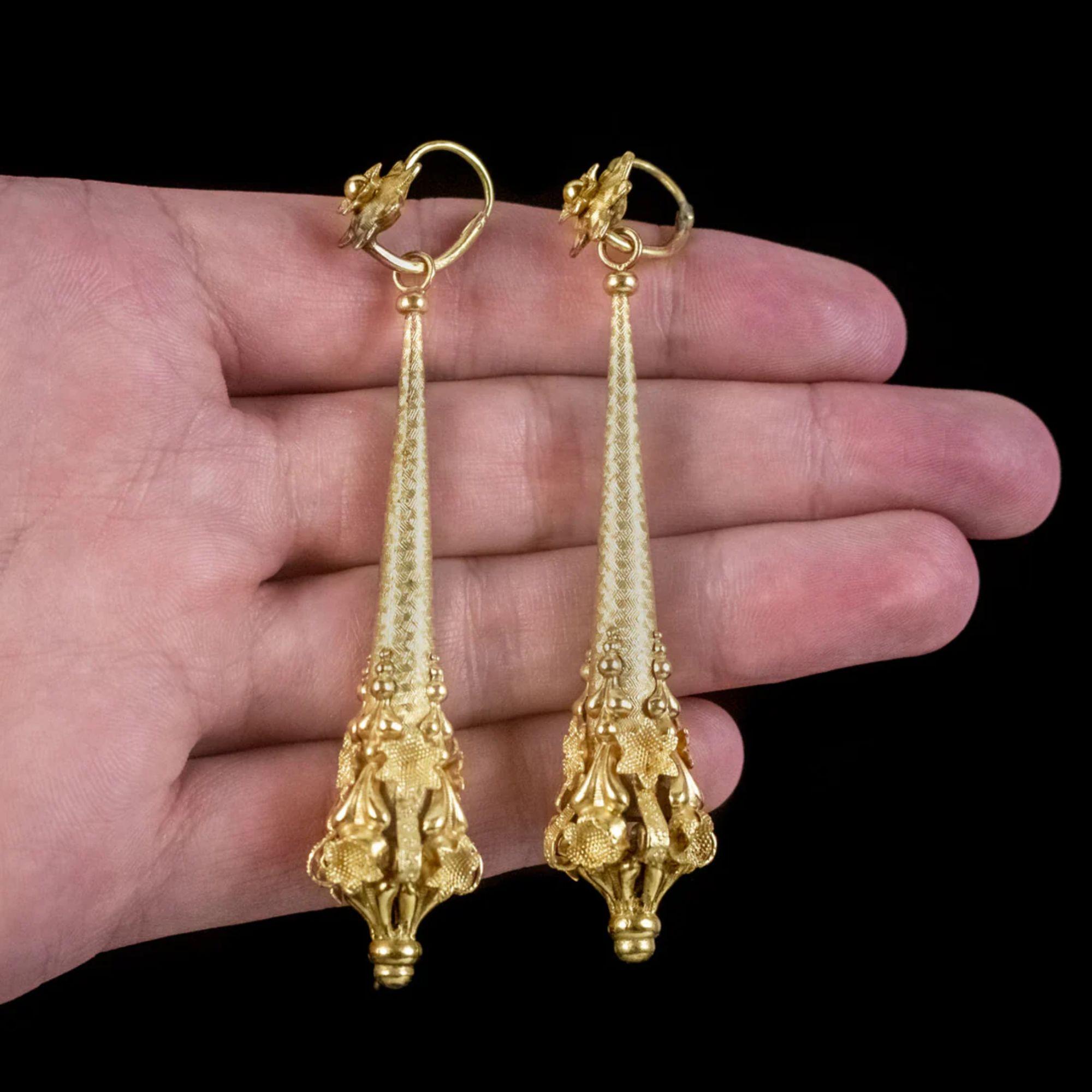Antique Georgian Night and Day Earrings Pinchbeck in 18 Carat Gold Gilt For Sale 3