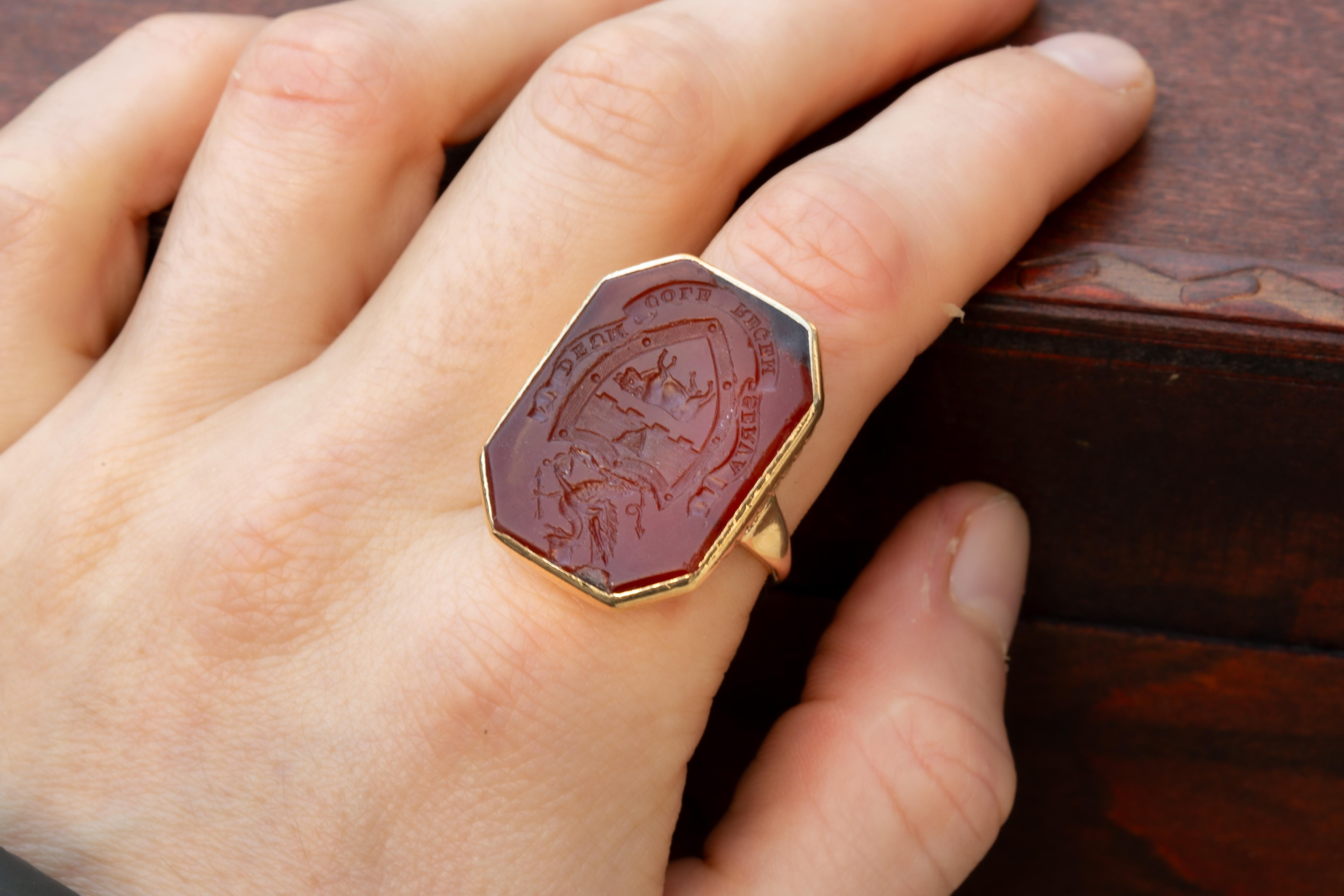 Antique Georgian Noble Irish 'Cole' Family Coat of Arms Signet Ring Earl's Ring 9