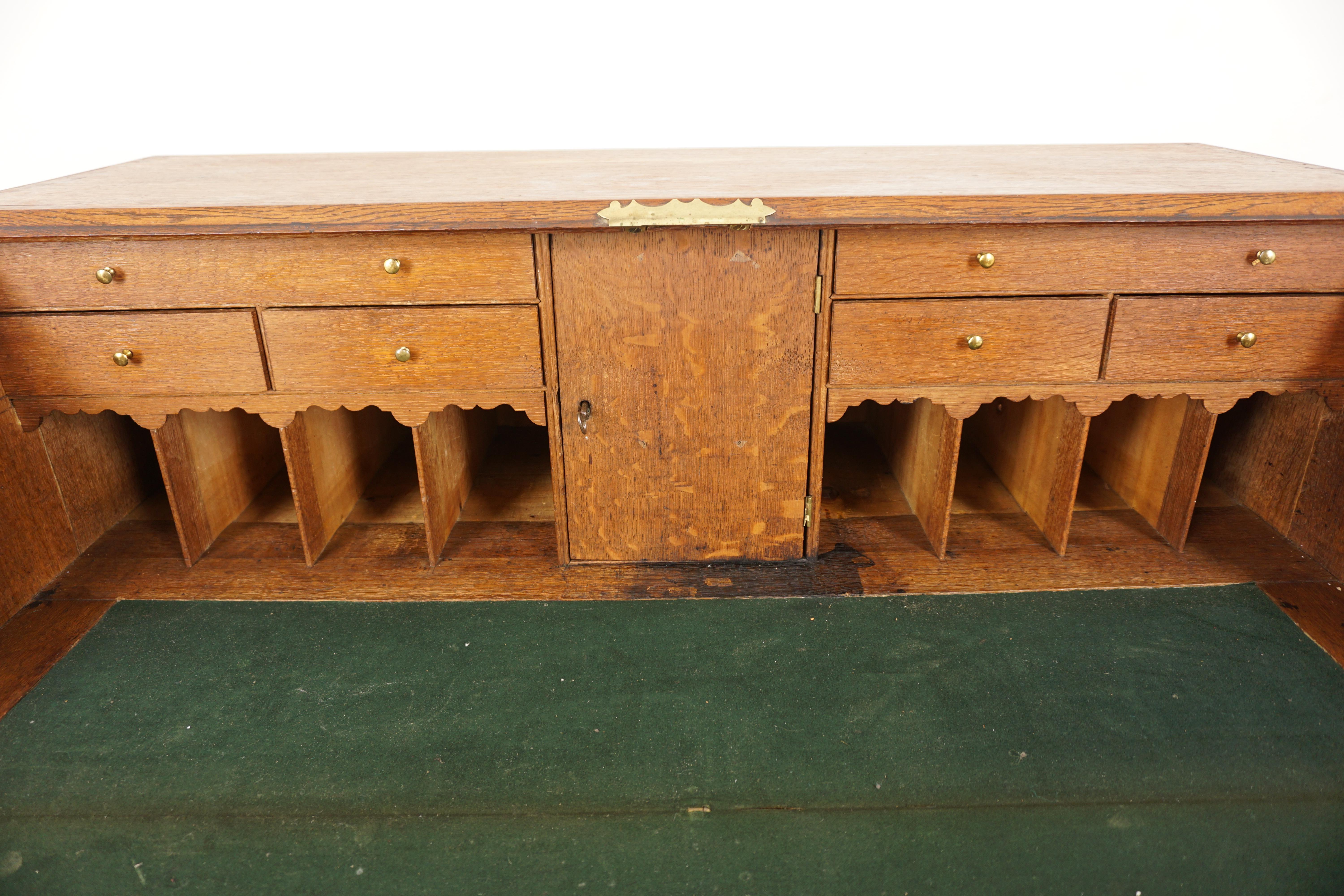 Antique Georgian Oak Bureau Slant Front Desk, Scotland 1810, H802 For Sale 1