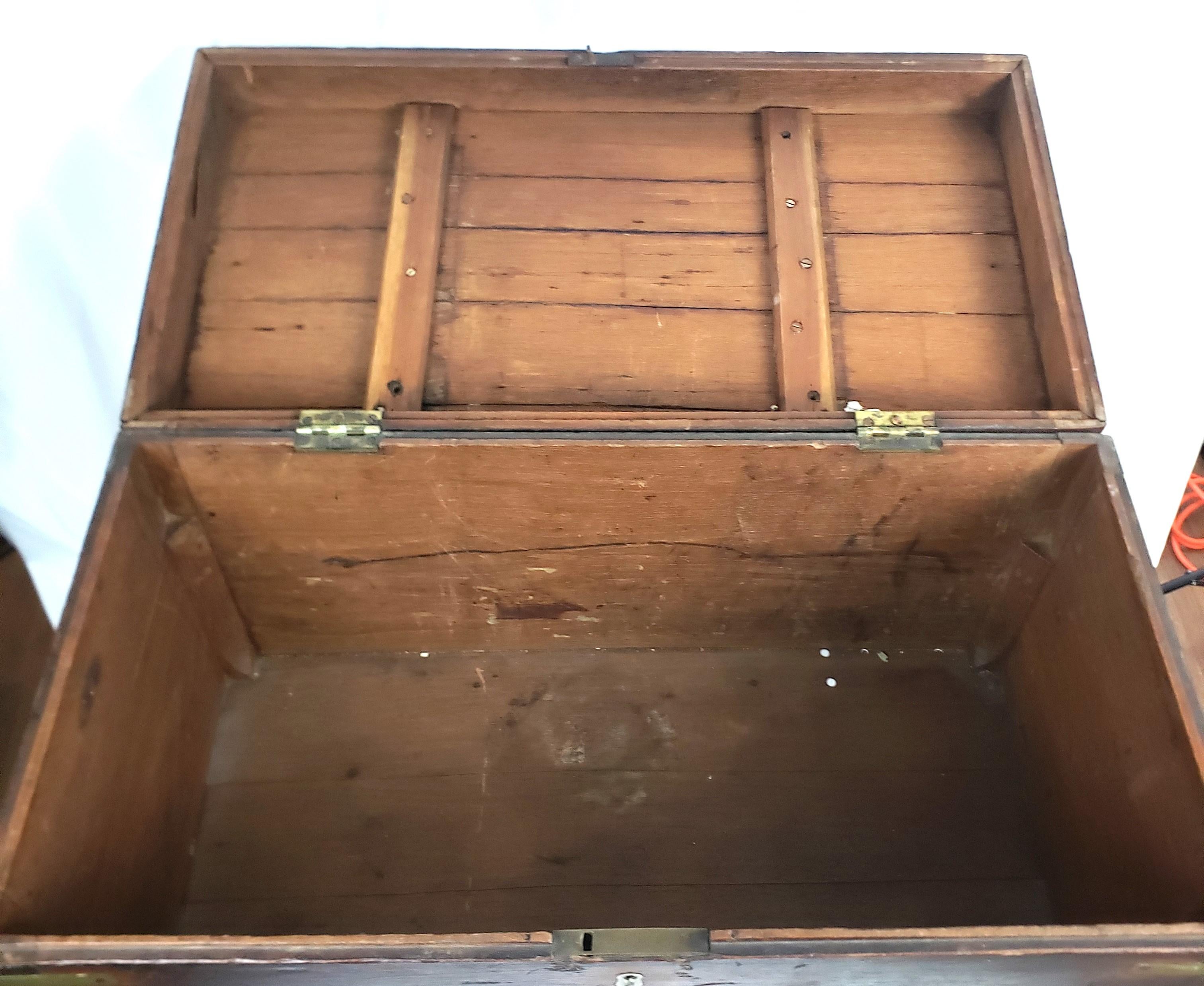 Antique Georgian Oak Campaign Chest with Brass Accents For Sale 10
