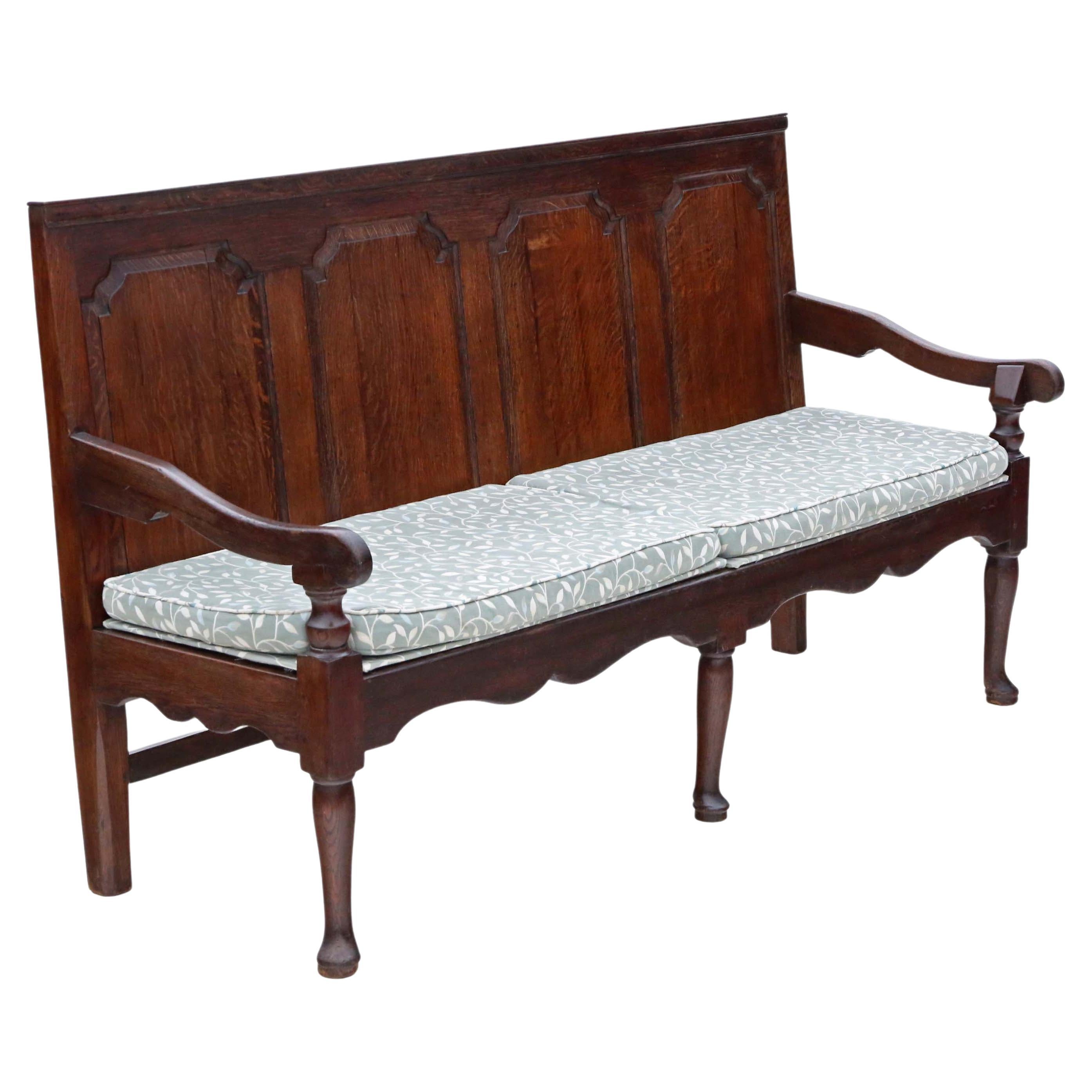 Antique Georgian Oak Settle Bench Seat For Sale