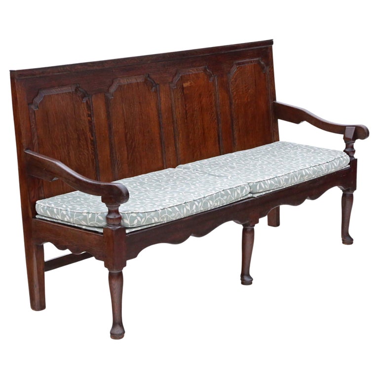 Antique Oak Settle Bench Seat For Sale at 1stDibs