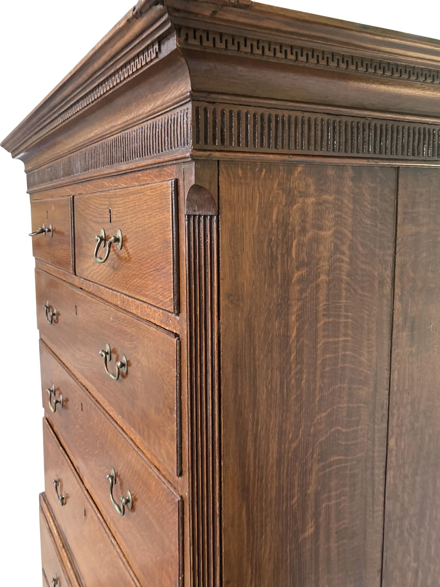 Hand-Crafted Antique Georgian Oak Tallboy Chest of Drawers