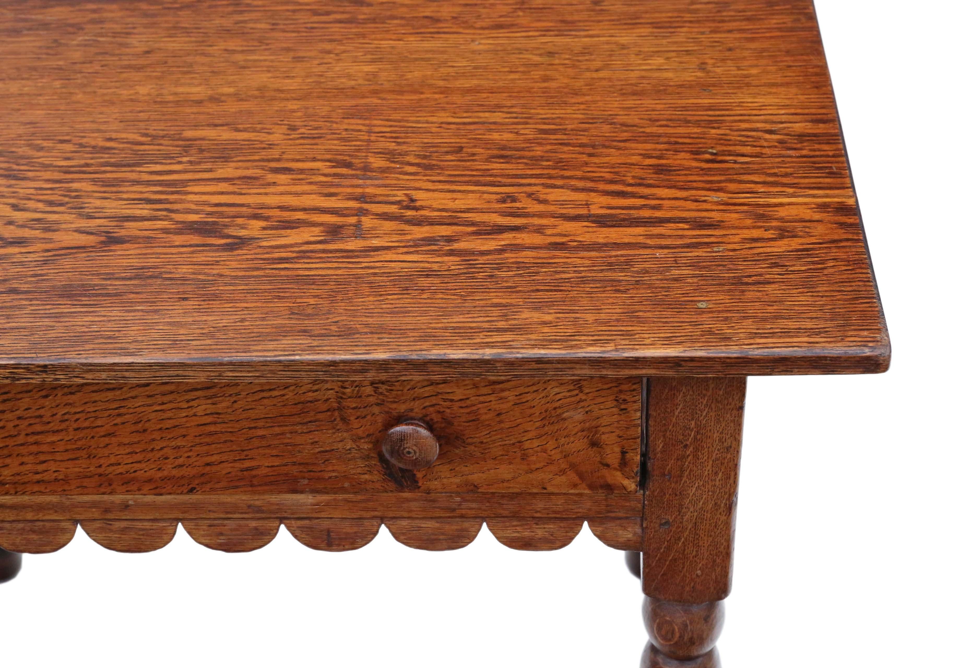 19th Century Antique Georgian Oak Writing Side Occasional Table with Drawer