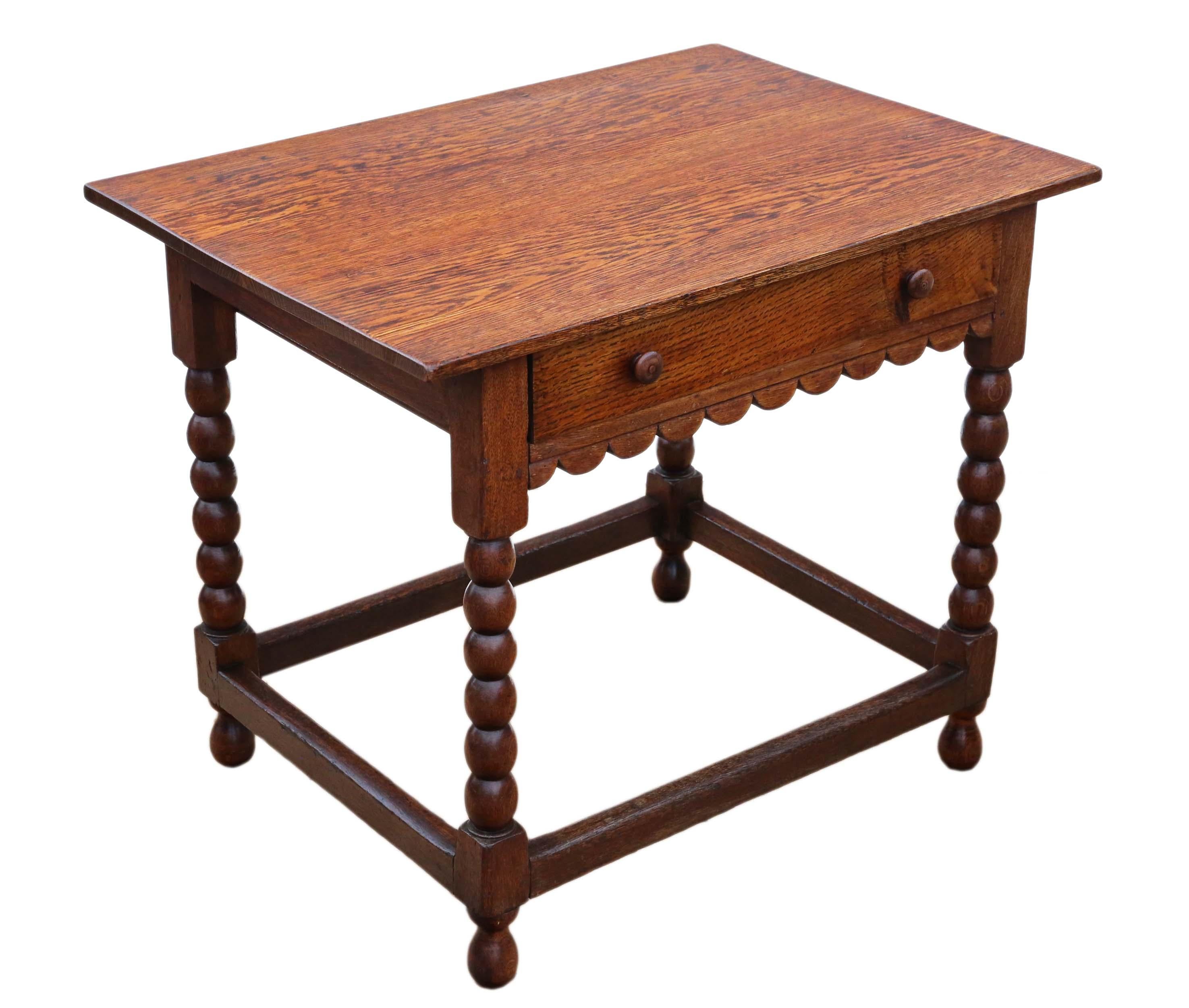 Antique Georgian Oak Writing Side Occasional Table with Drawer 4