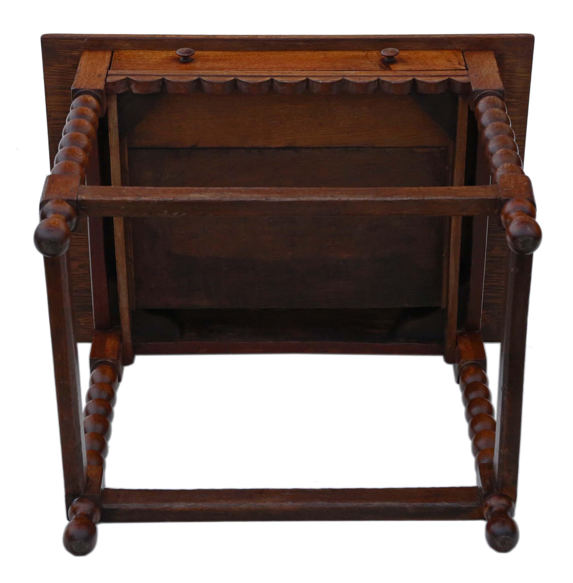 Antique Georgian Oak Writing Side Occasional Table with Drawer 5