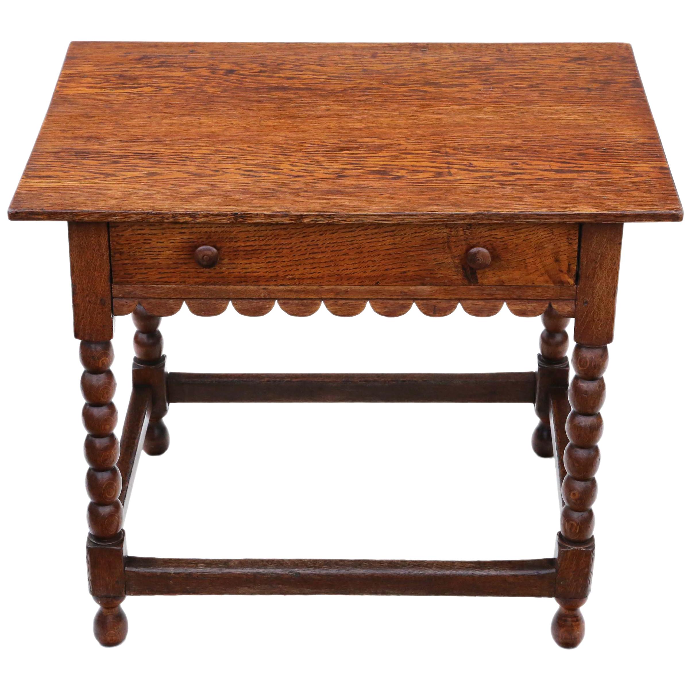 Antique Georgian Oak Writing Side Occasional Table with Drawer